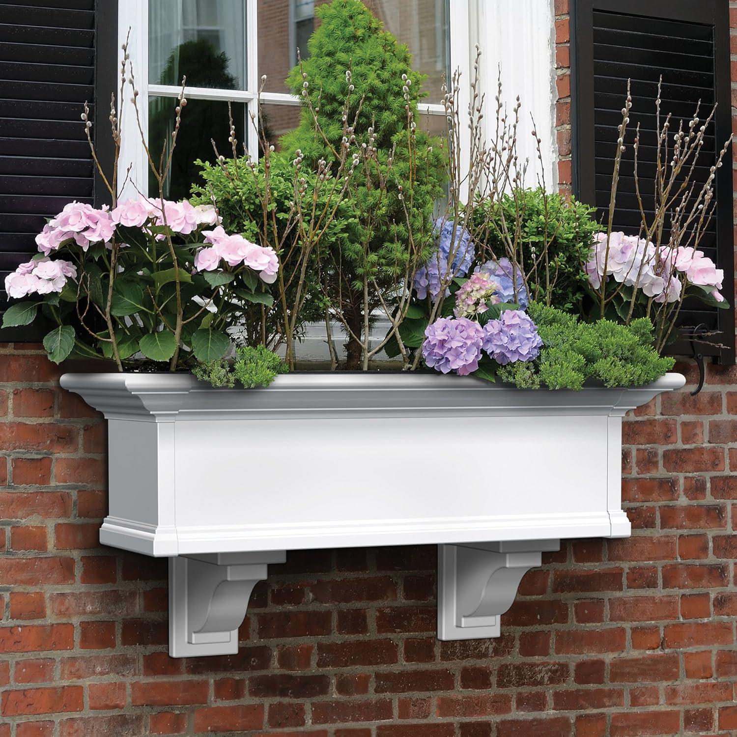 Mayne Yorkshire 3ft Window Box - Customizable - Vinyl Planter Box - White (4823-W)