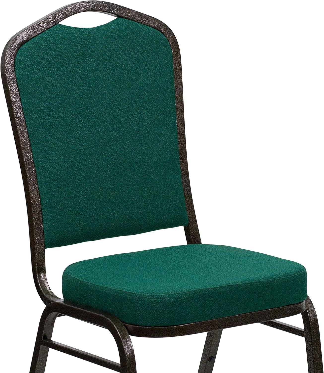 Flash Furniture HERCULES Series Crown Back Stacking Banquet Chair in Green Fabric - Gold Vein Frame