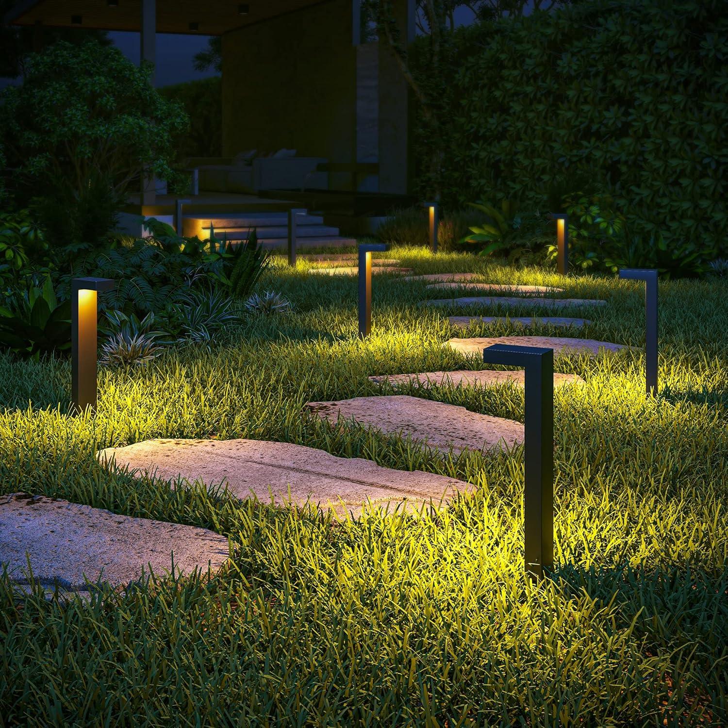 Black Solar Powered Integrated LED Aluminum Pathway Light