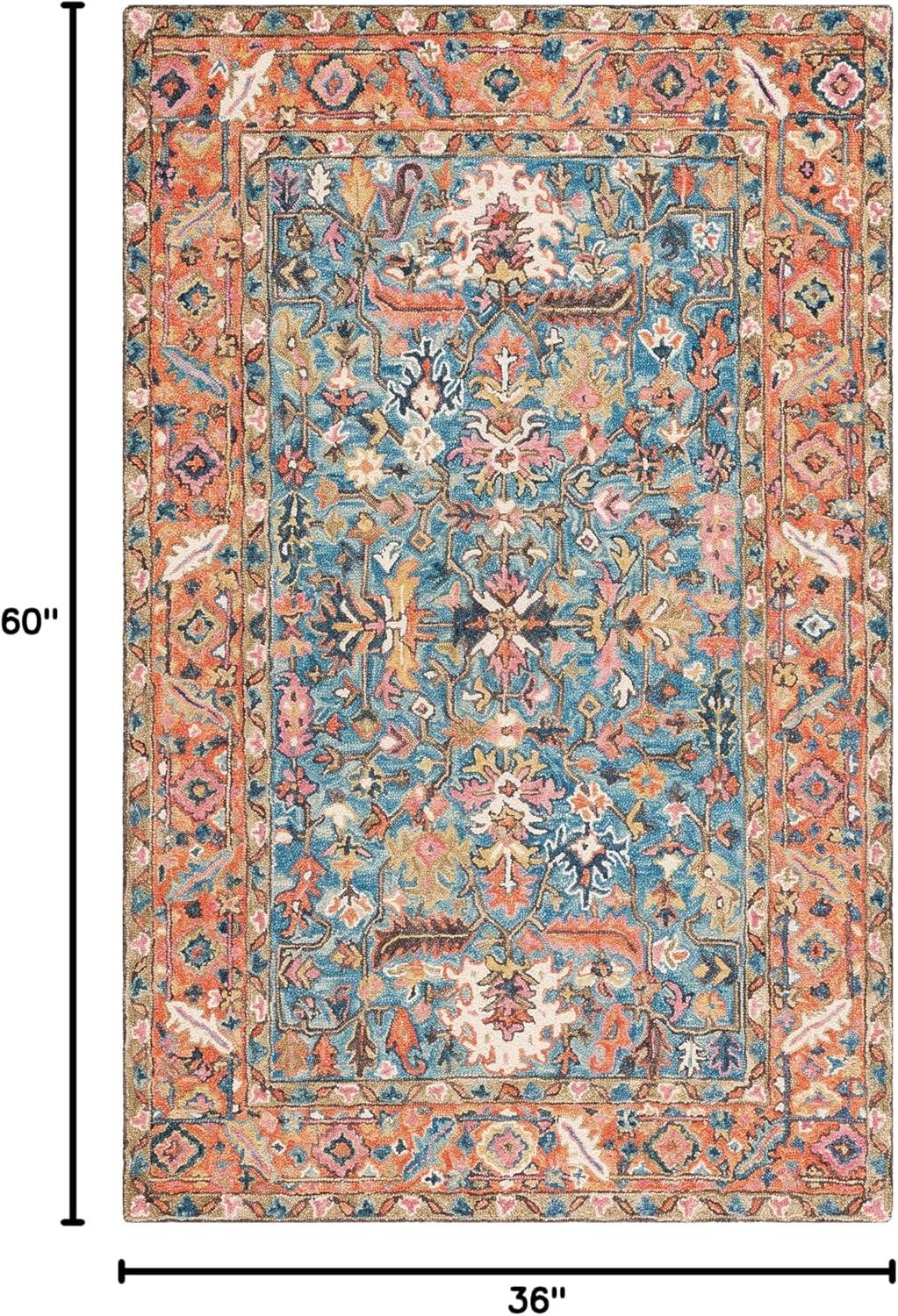 SAFAVIEH Blossom Merletta Floral Area Rug, Blue/Rust, 3' x 5'