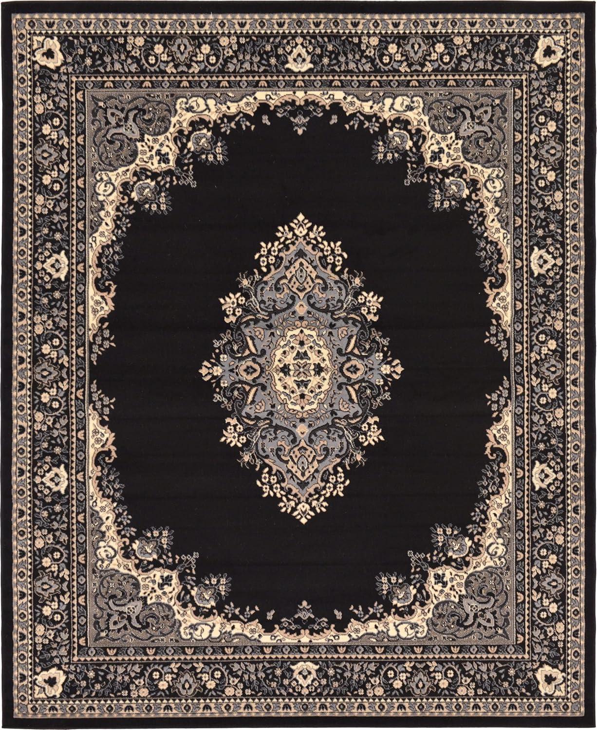 Rugs.com Amaya Collection Rug – 8' x 10' Black Medium Rug Perfect For Living Rooms, Large Dining Rooms, Open Floorplans