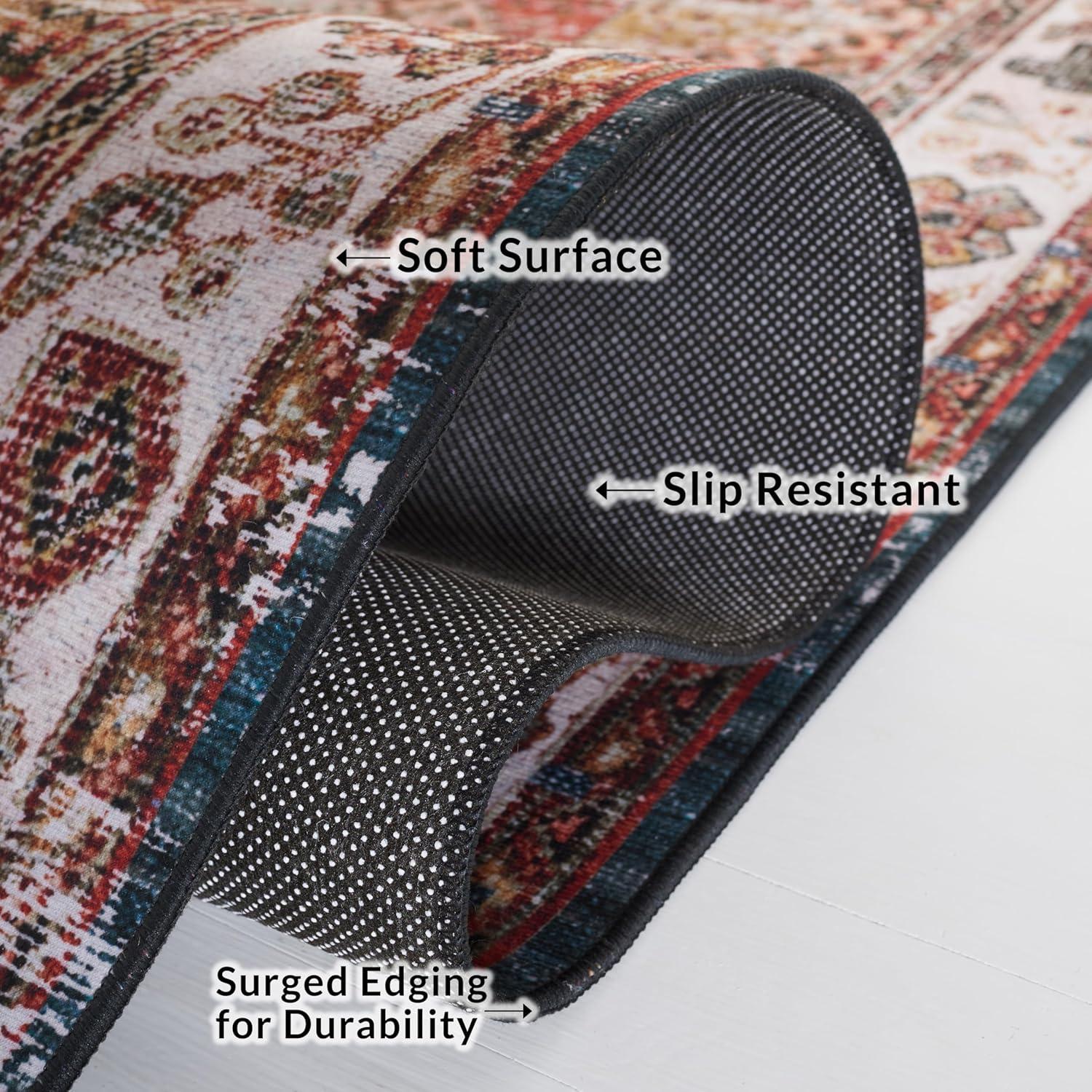 Tucson Vintage Persian TSN114 Power Loomed Machine Washable Skid-Resistant Indoor Area Rug - Ivory/Green - 6'x6' - Safavieh