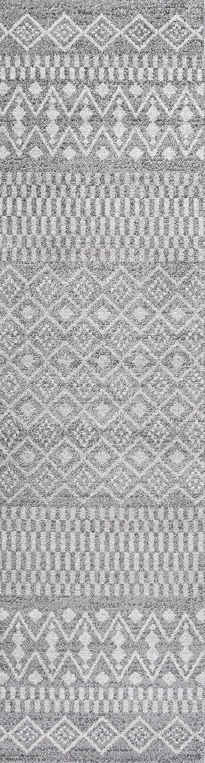 2'x8' Ifrane Berber Geometric Stripe Runner Rug, Gray/Cream - JONATHAN Y