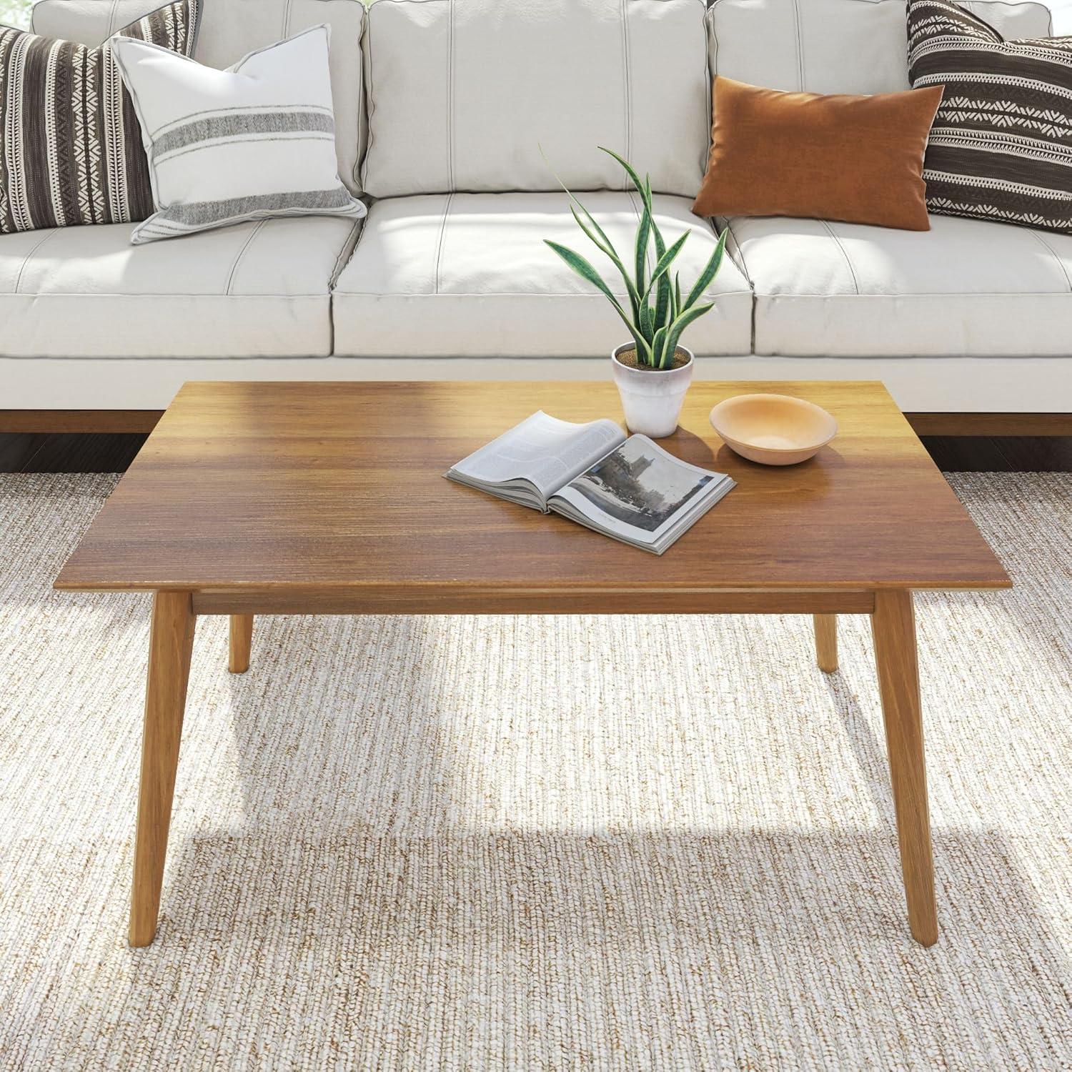 Plank+Beam 40" Mid Century Modern Coffee Table, Solid Wood Tables for Living Room