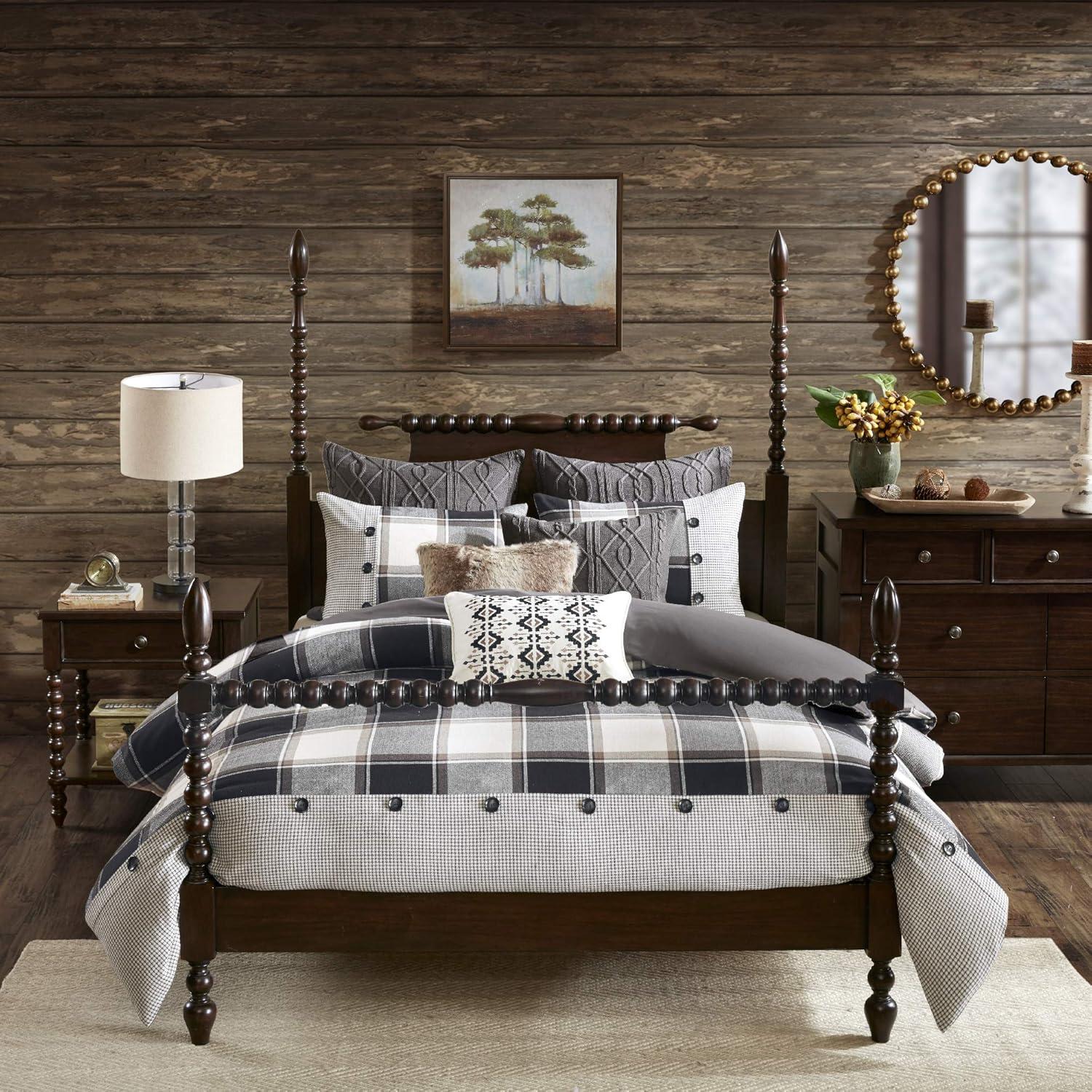 Urban Cabin King-Size Brown Plaid Cotton Comforter Set