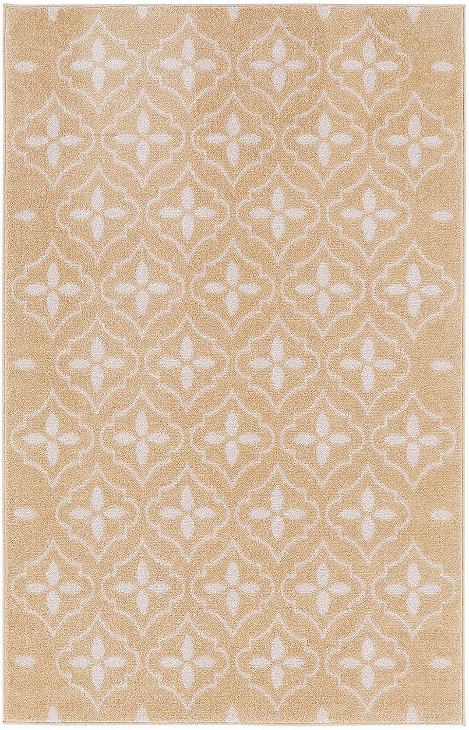 Nourison Essentials Moroccan Modern Indoor Outdoor Rug Beige Ivory 4' x 6'