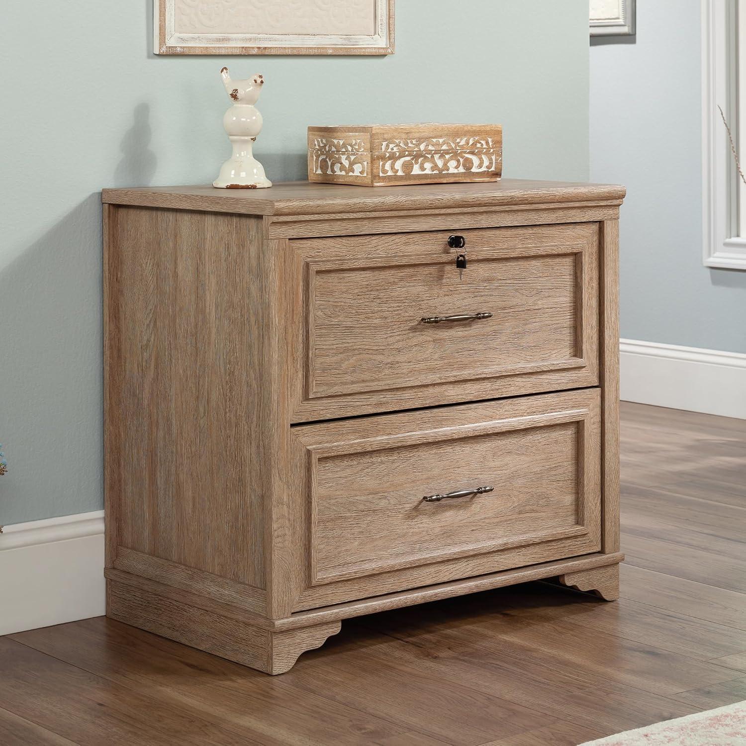 Brushed Oak 2-Drawer Lockable Lateral File Cabinet