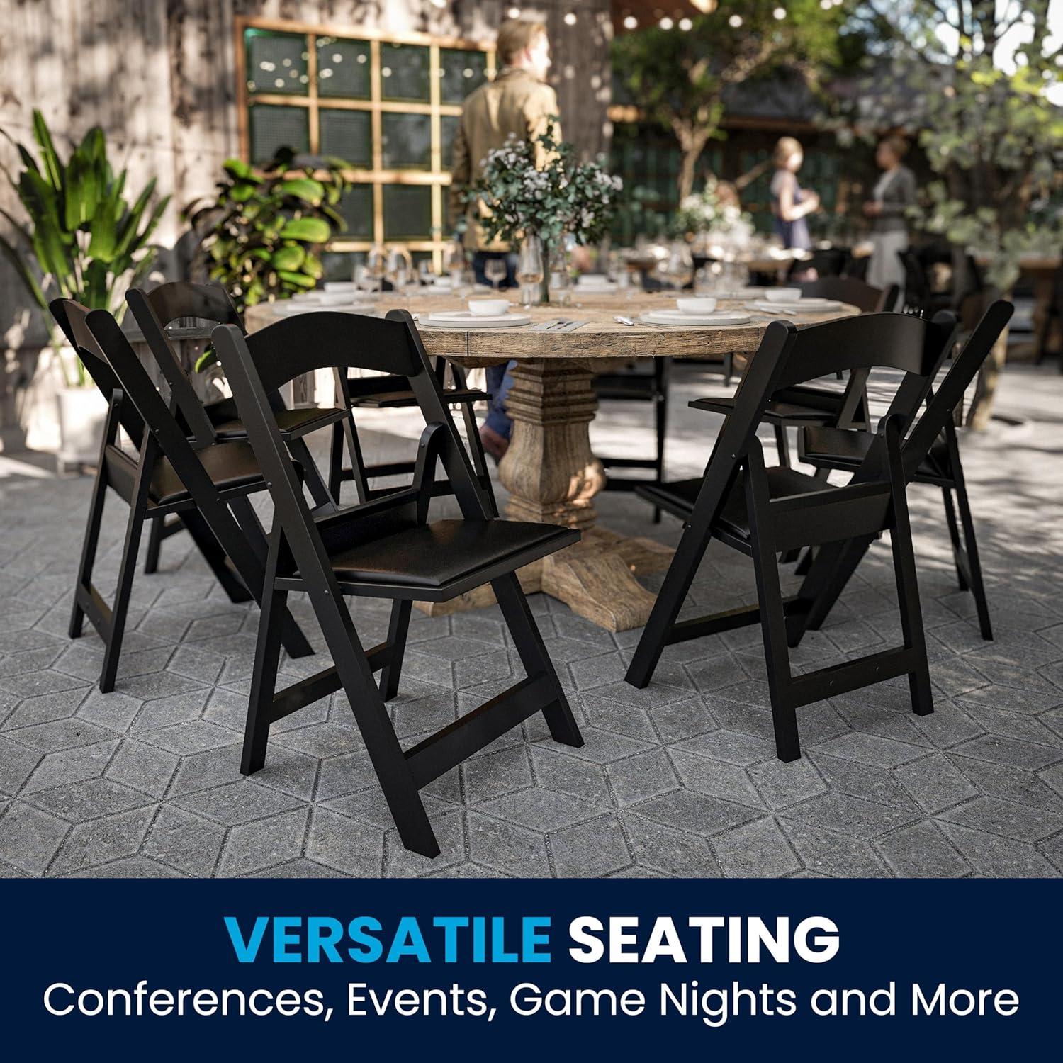 Flash Furniture Hercules Series Folding Chairs for Weddings and Formal Events, Set of 4, Black