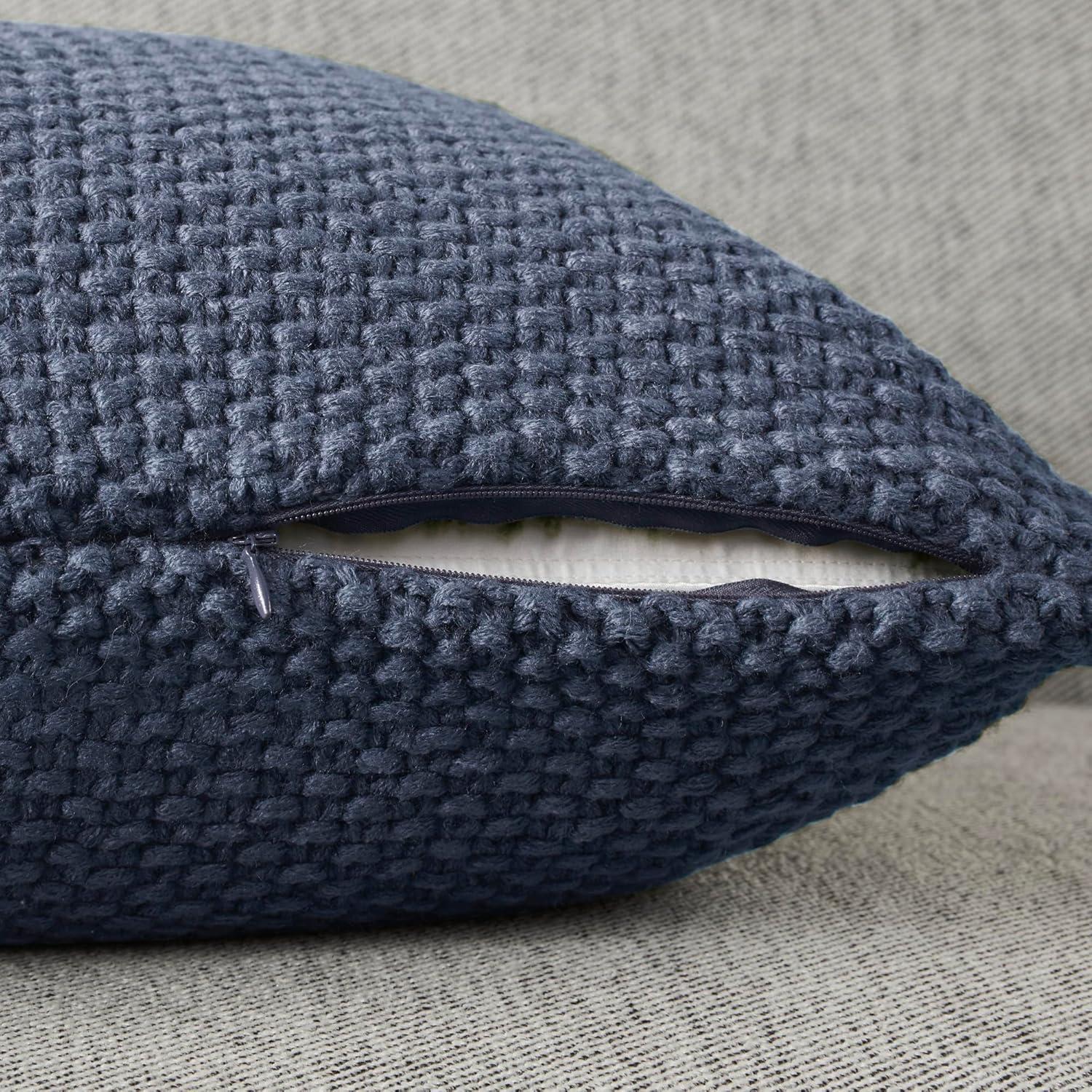 20"x20" Oversize Bree Knit Square Throw Pillow Cover Indigo - Ink+Ivy: Hidden Zipper, Machine Washable