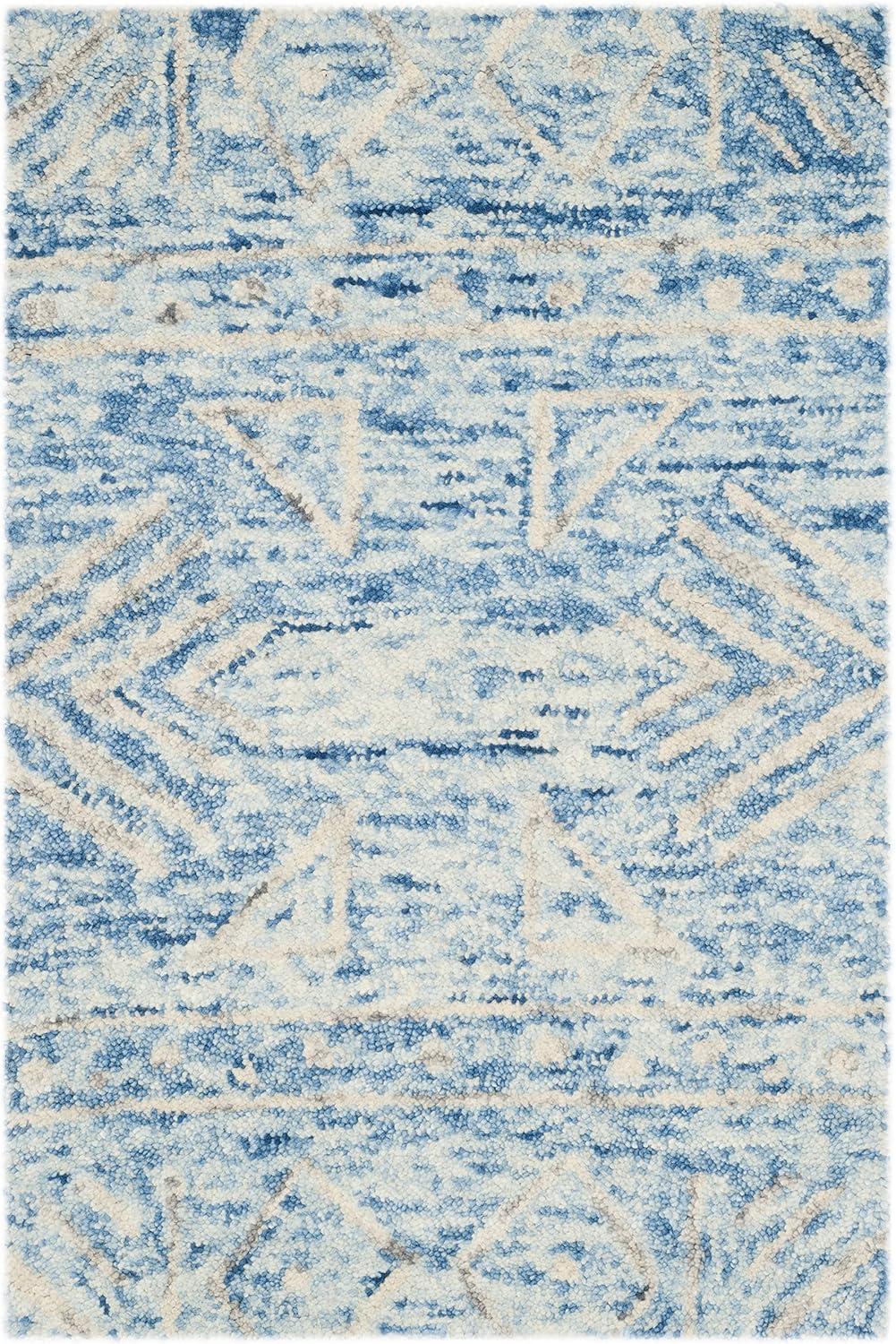 SAFAVIEH Chatham Jayden Abstract Wool Area Rug, Blue/Ivory, 2' x 3'