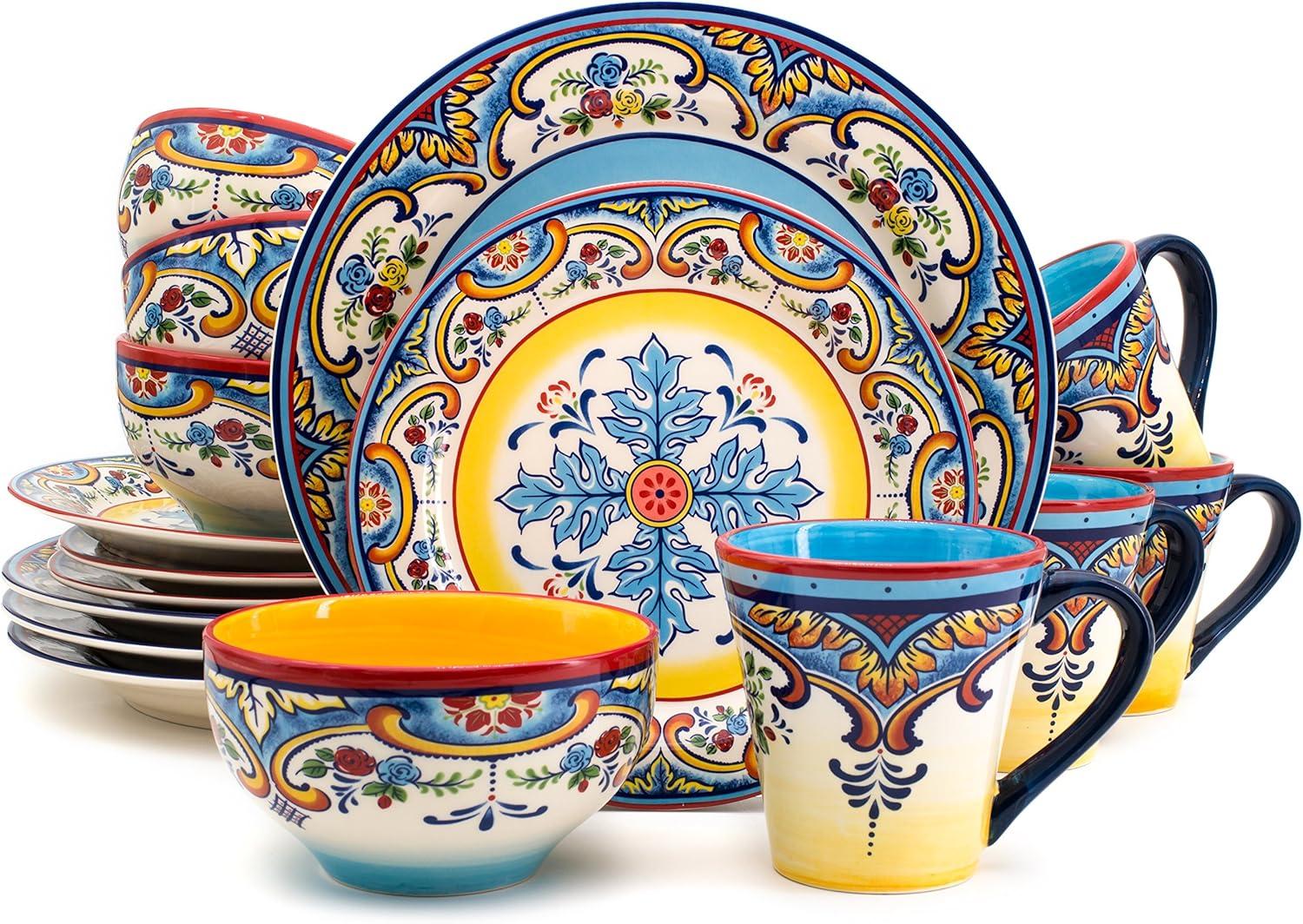 Zanzibar Multicolor Ceramic Floral 16-Piece Dinnerware Set