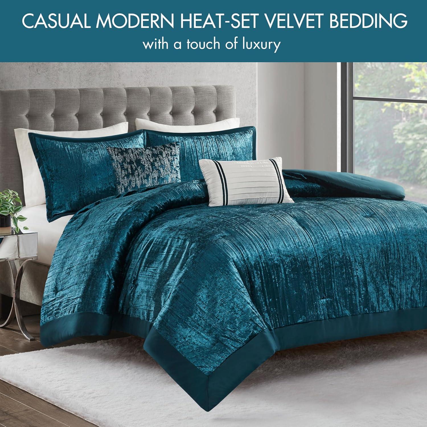 Lee 5 Piece Crinkle Velvet Comforter Set