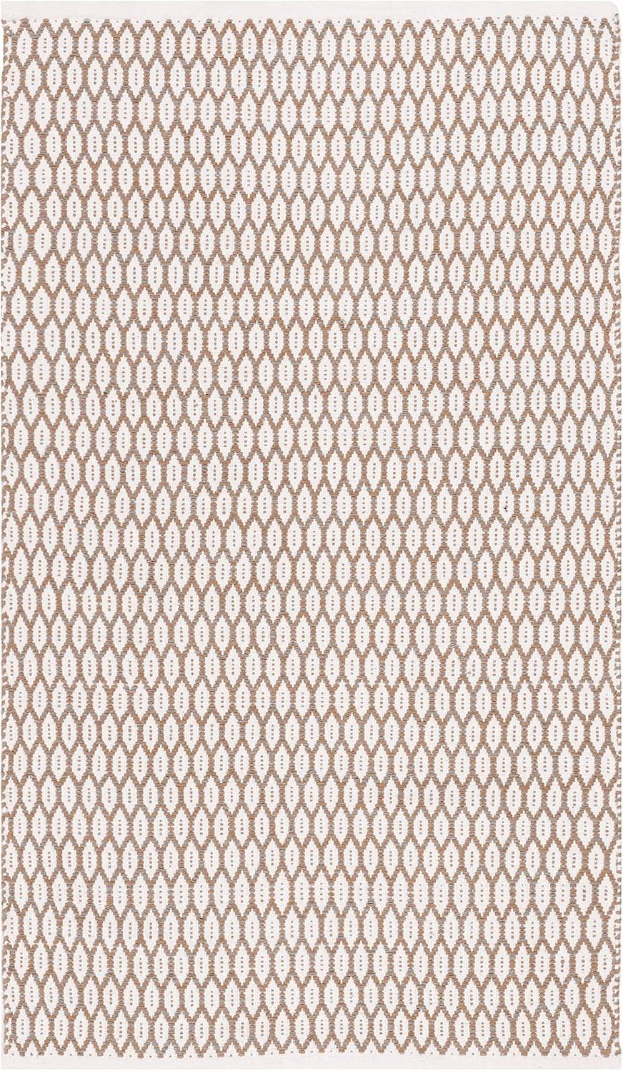 Coastal Charm Beige & Ivory Geometric Flat-Woven Wool-Cotton Rug - 3' x 5'