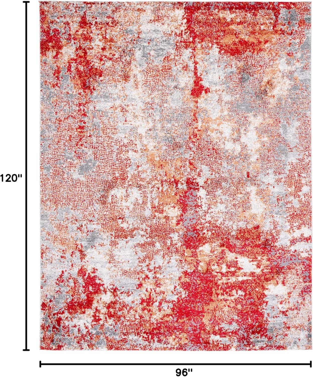 Aston ASN710 Power Loomed Area Rug - Red/Grey - 8'x10' - Safavieh.