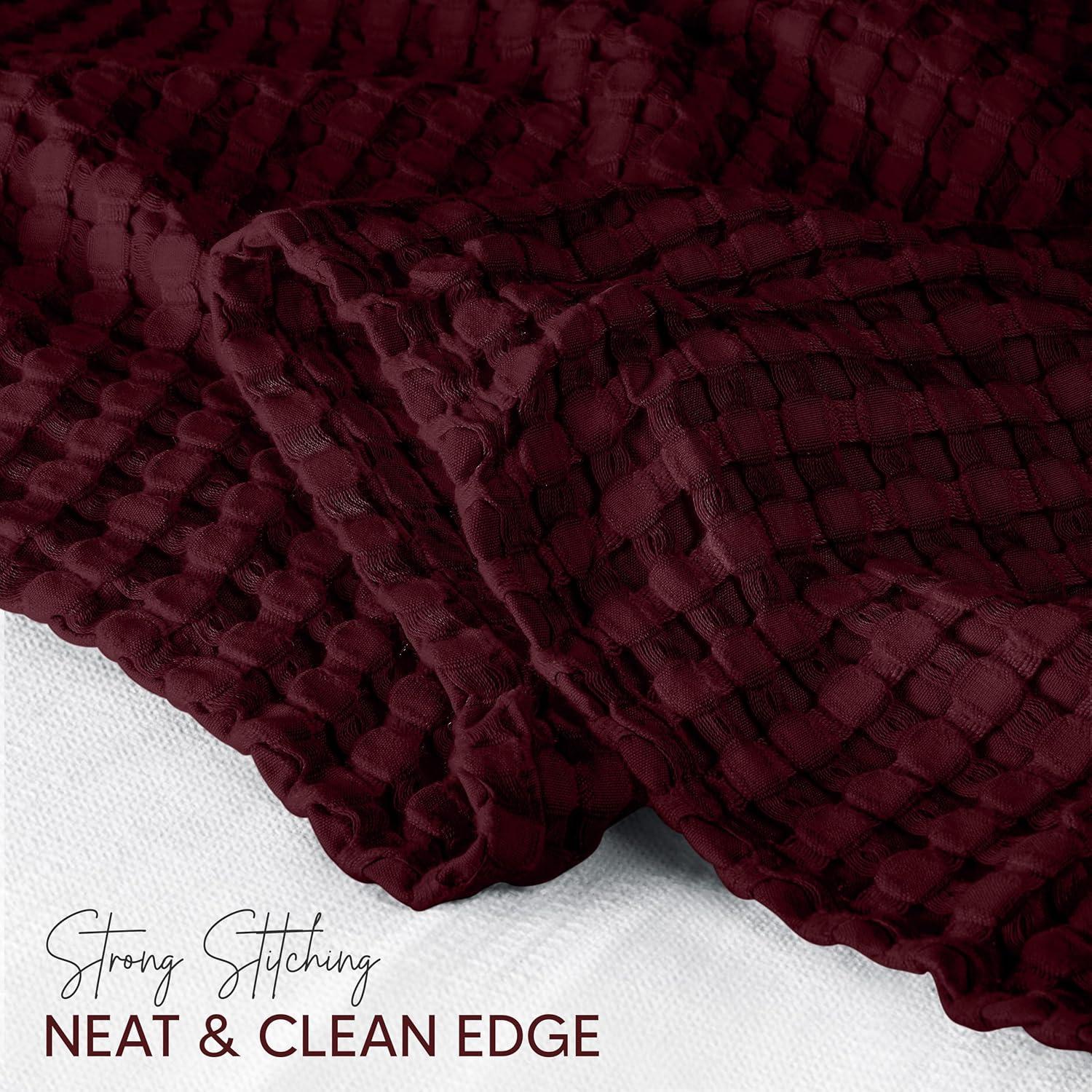 Utopia Bedding Burgundy 100% Cotton Waffle Blanket 300 GSM [Queen - 90x90 Inch] Soft Lightweight Breathable Bed Blanket for All Season