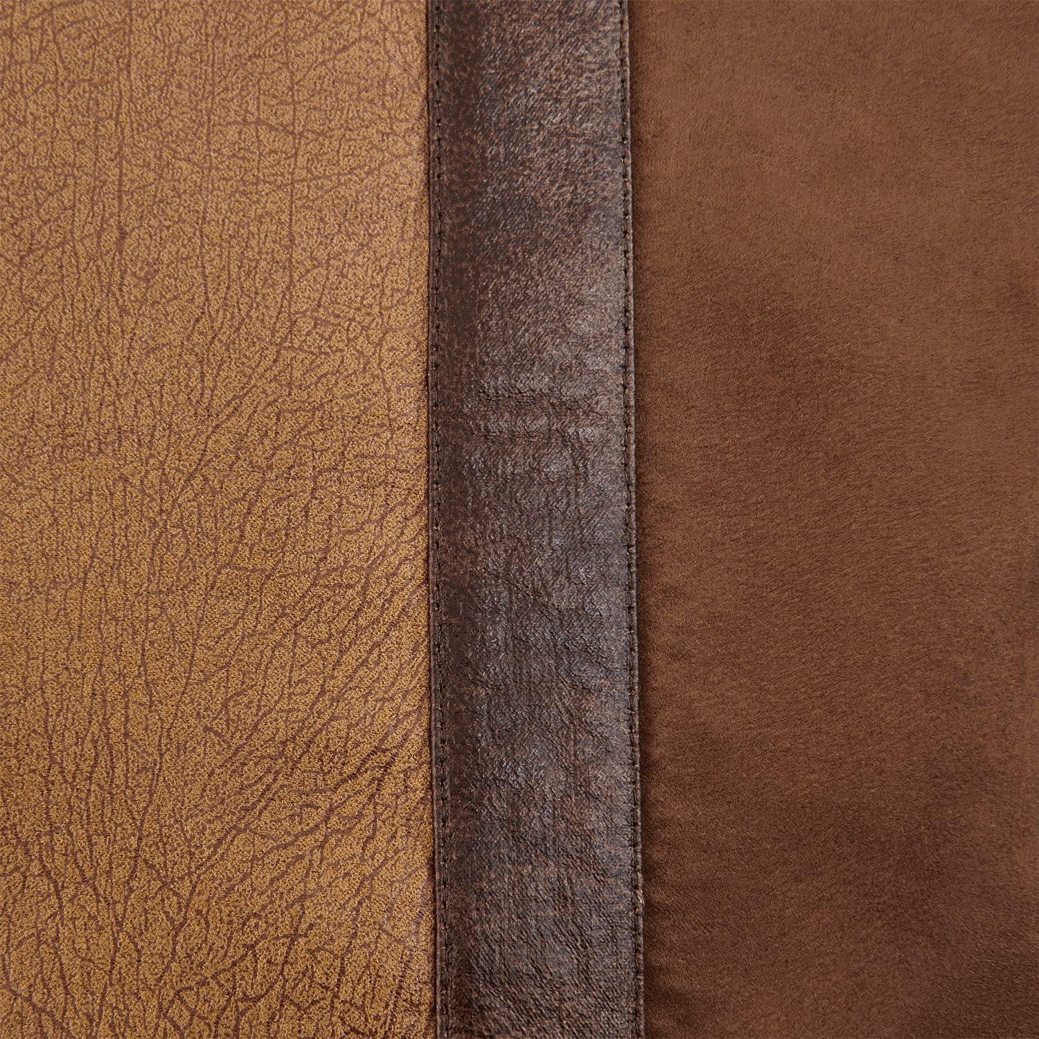 Paseo Road Brighton Western Bedding 4 Piece Full Size Comforter Set, Brown Rustic Cabin Theme Faux Leather Bed Set, Winter Warm Comforters Sets with Bed Skirt, Shams, Accent Pillow