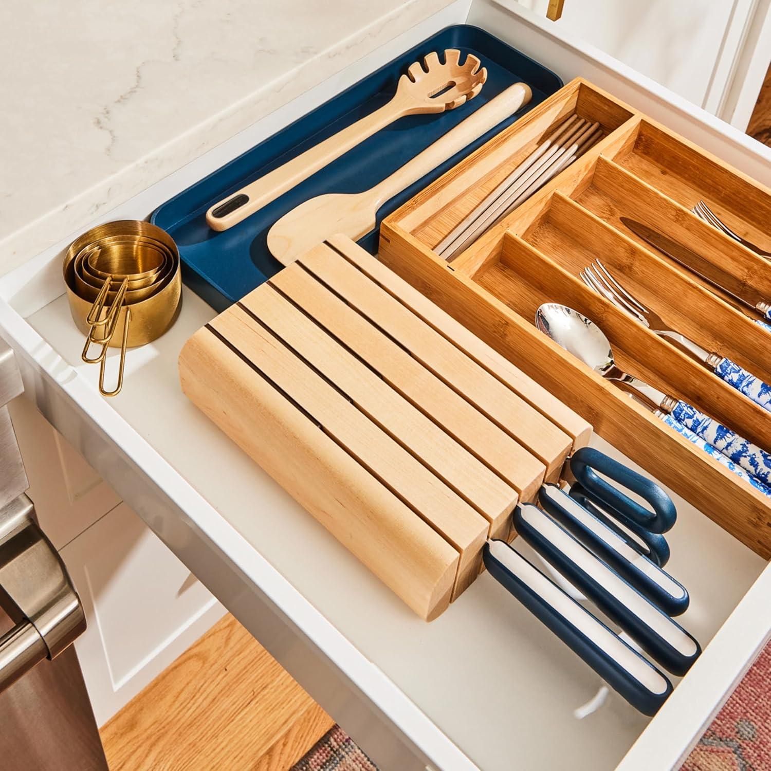 Navy and Light Wood 14-Piece Kitchen Prep Set