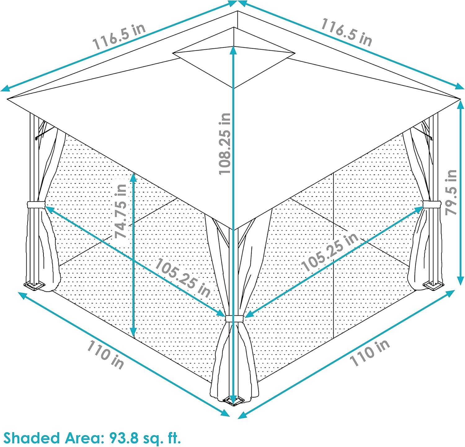 Sunnydaze Outdoor Rectangle Soft Top Patio Gazebo with Screens and Privacy Walls - 10' x 10' - Brown