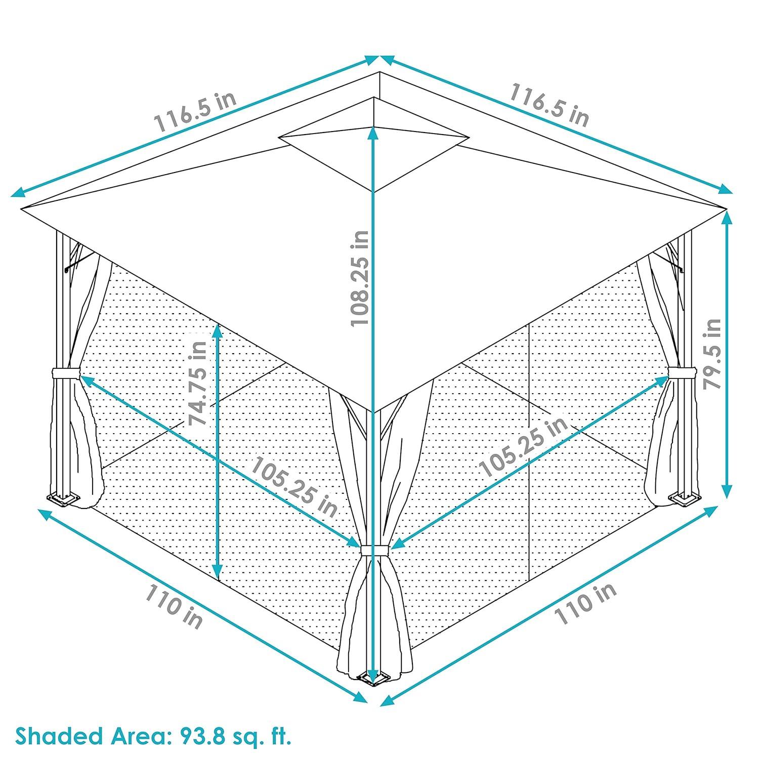 Sunnydaze Outdoor Rectangle Soft Top Patio Gazebo with Screens and Privacy Walls - 10' x 10' - Brown