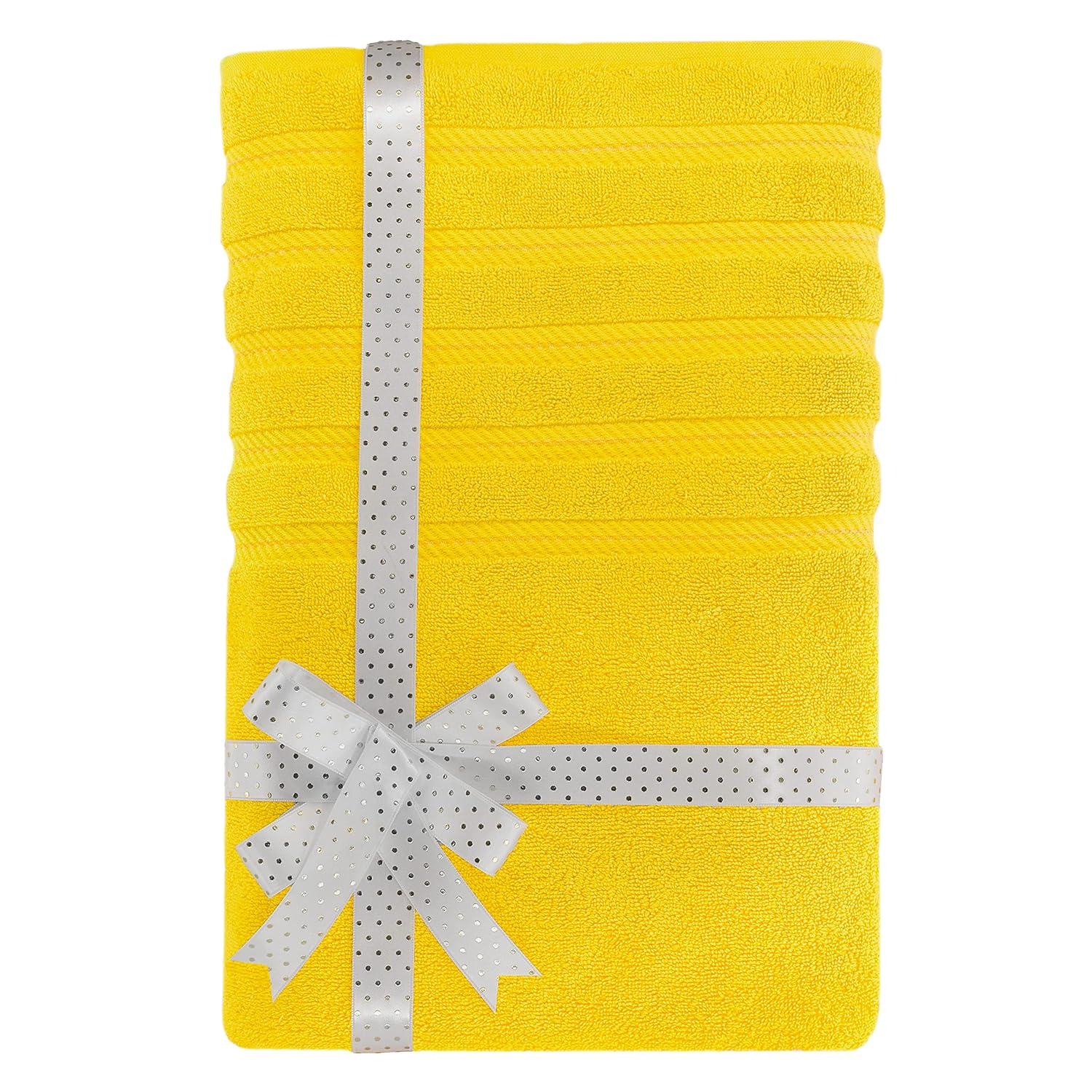 American Soft Linen 100% Cotton Jumbo Large Bath Towel, 35 in by 70 in Bath Towel Sheet, Yellow