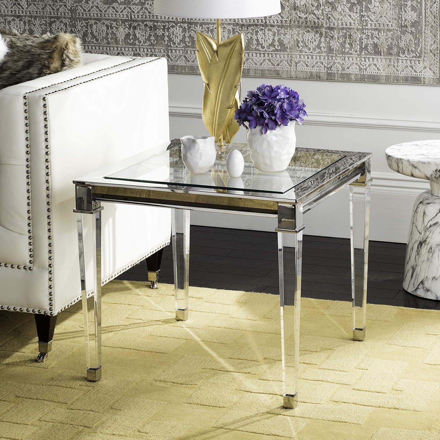 Charleston Square Silver Acrylic & Glass End Table