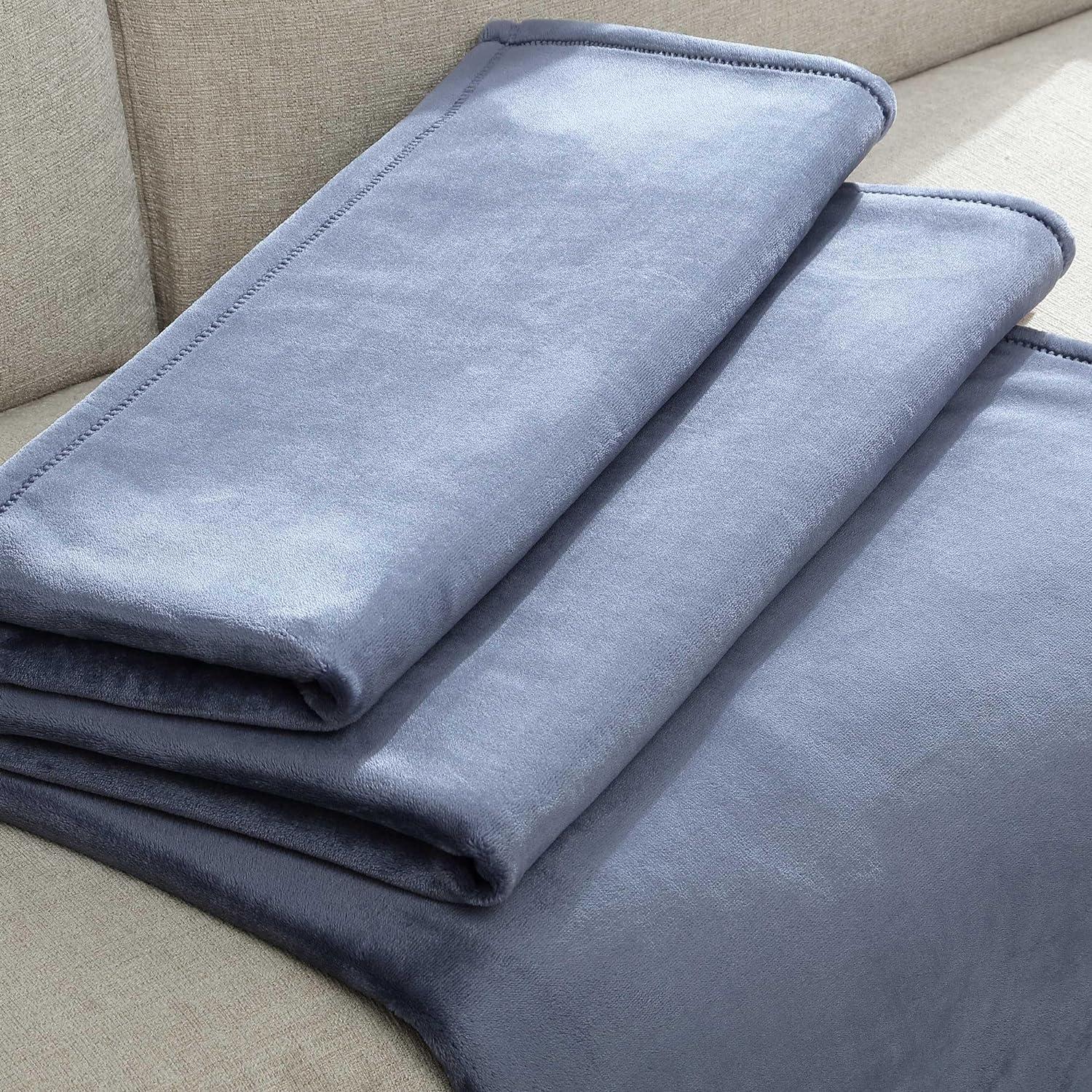 Slate Blue King Size Plush Fleece Blanket