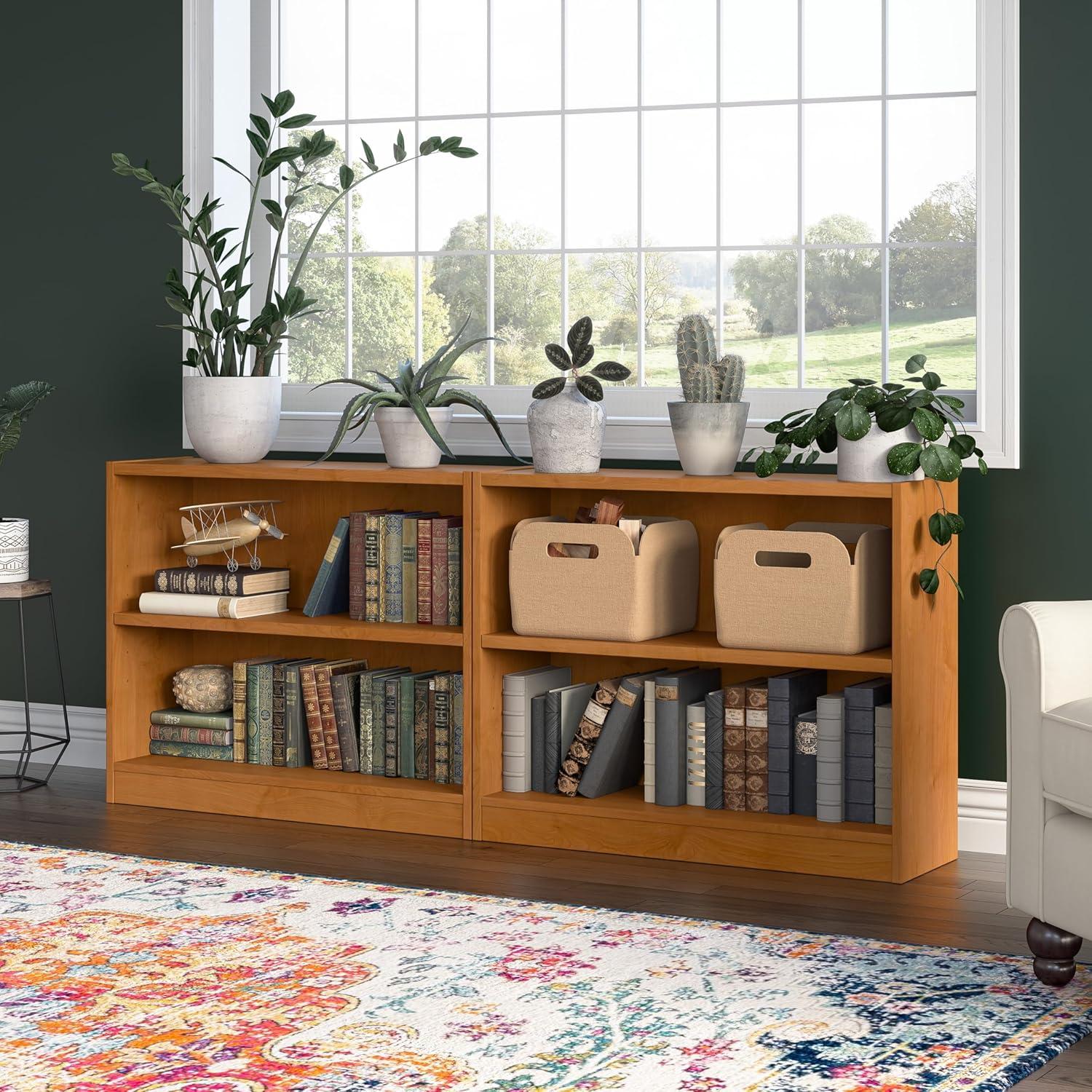 Universal Small 2 Shelf Bookcase in Natural Cherry - Engineered Wood