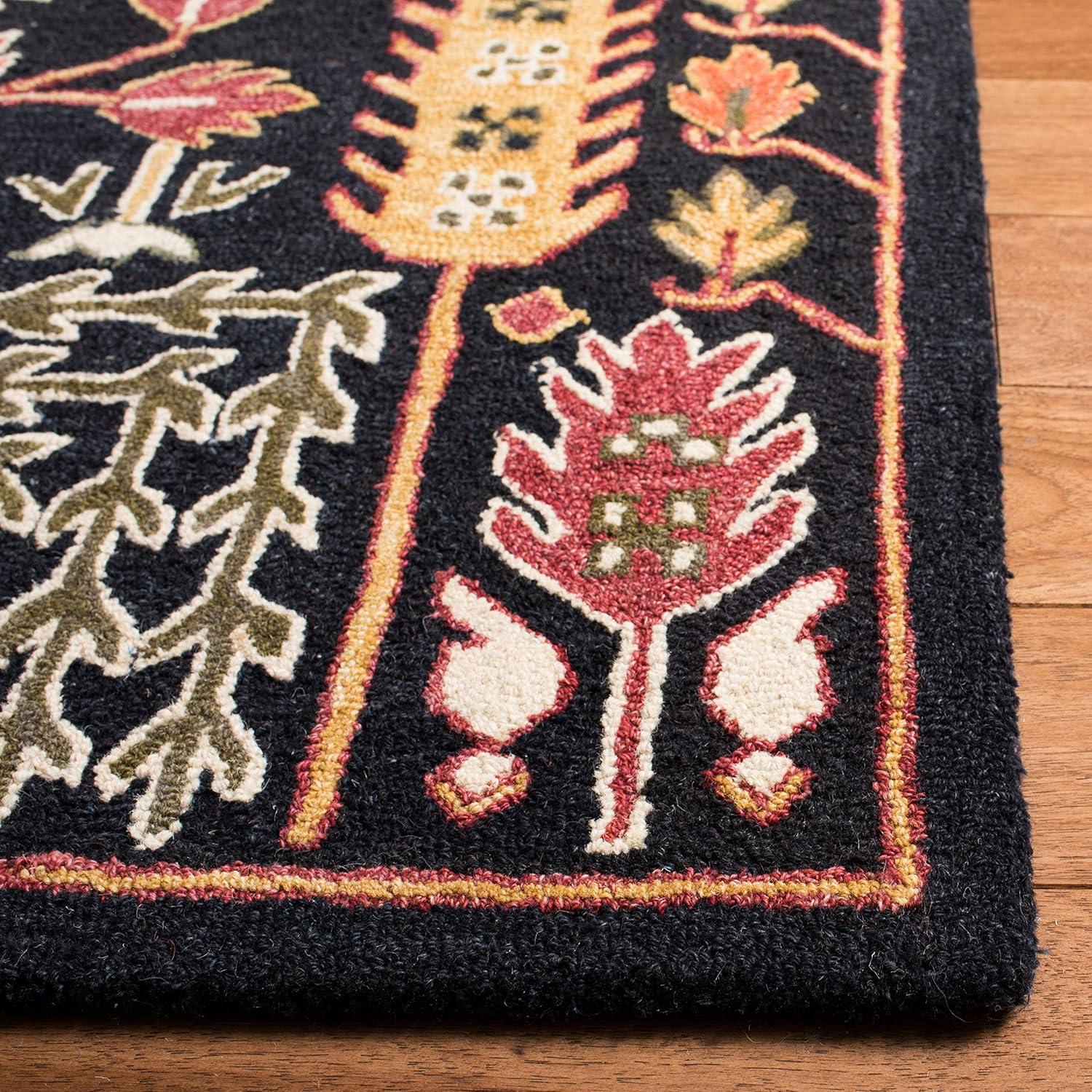 Aspen Black and Red Handmade Wool 4' x 6' Area Rug