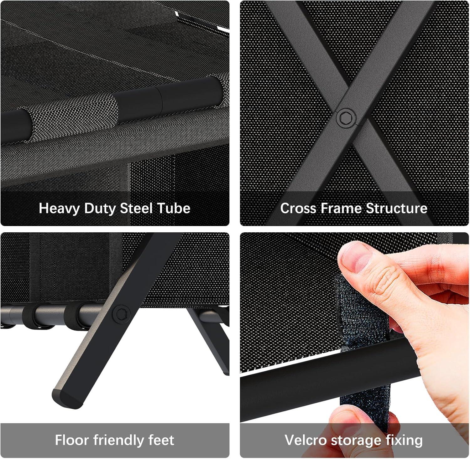 aboxoo Luggage Rack with storage, Guest Room Folding Suitcase Stands, Holds up to 120 lb, Space Saving Suitcase Holders for guest room, Bedroom Hotel, Gold