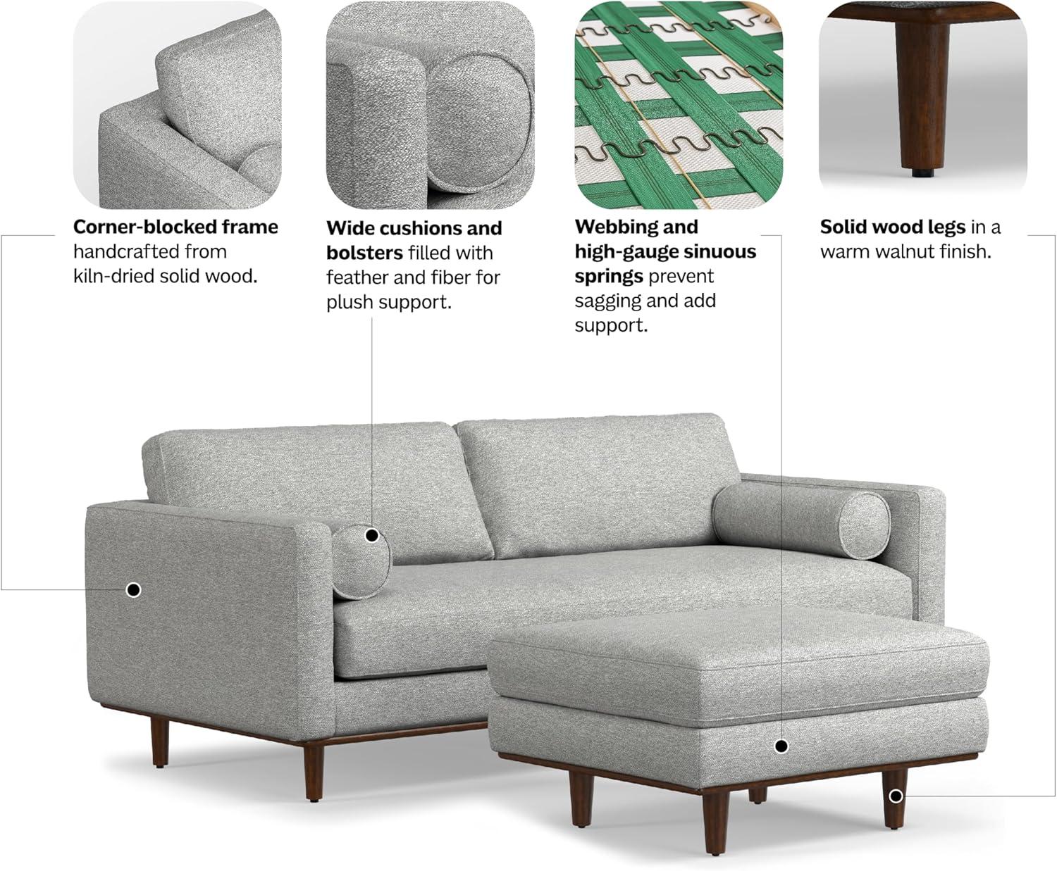 Simpli Home Morrison  Sofa and Ottoman Set in Woven-Blend Fabric | Wayfair