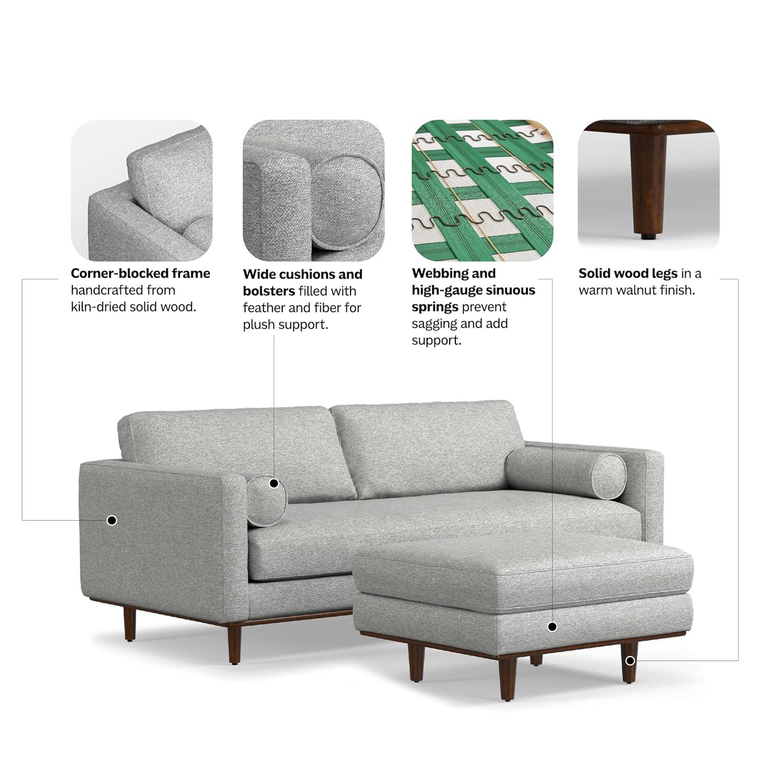 Simpli Home Morrison  Sofa and Ottoman Set in Woven-Blend Fabric | Wayfair