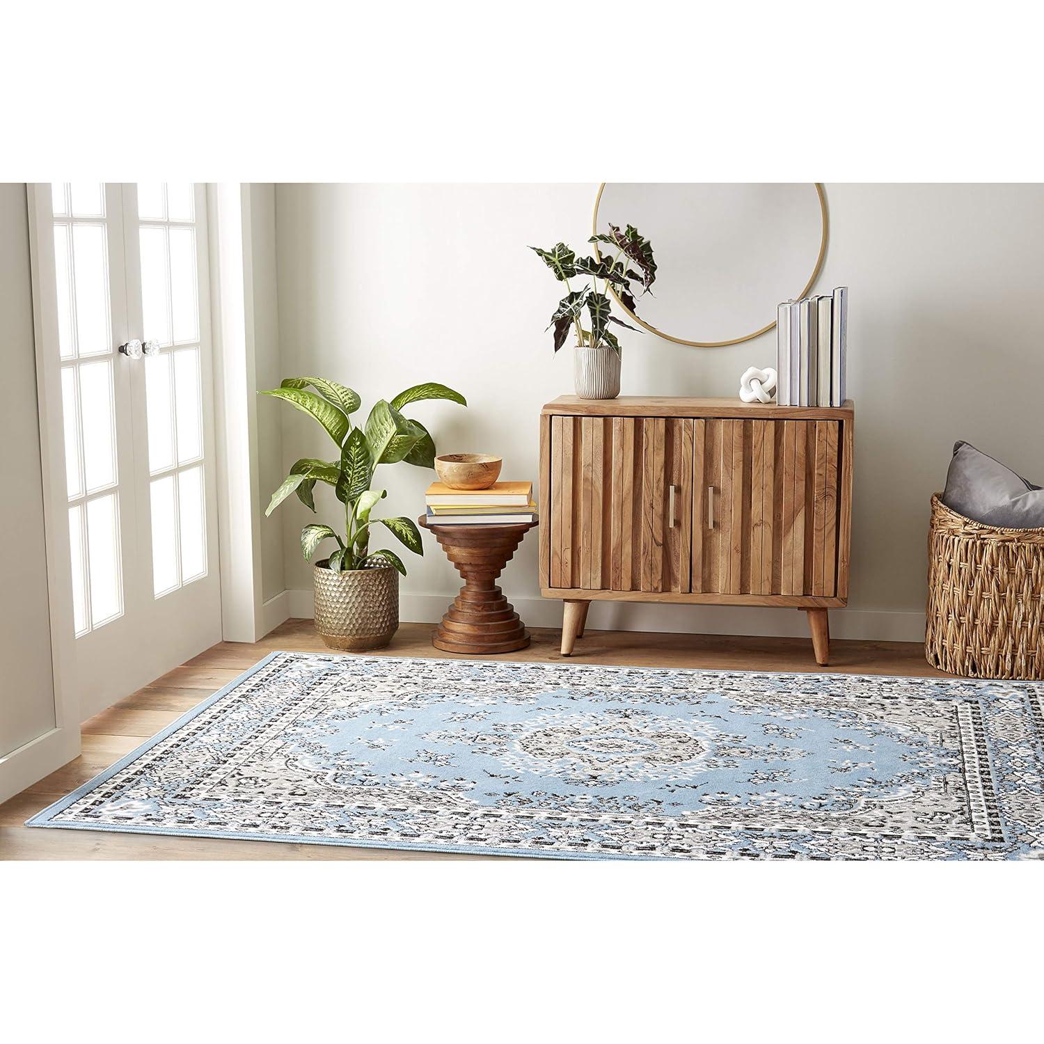 Home Dynamix Premium Sakarya Traditional Medallion Area Rug, Blue/Grey, 9'2"x12'5"