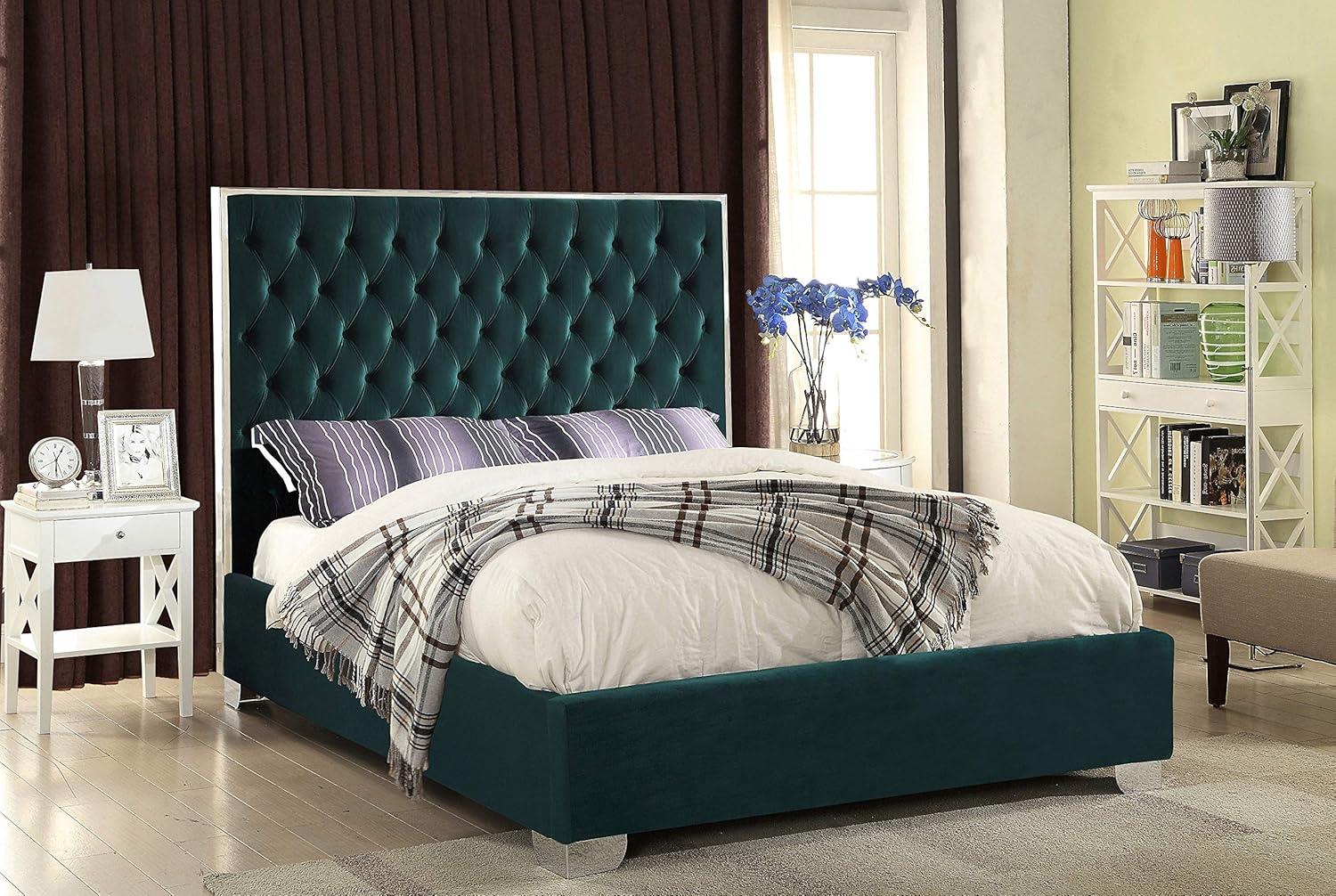 Meridian Furniture Lexi Green Velvet King Bed