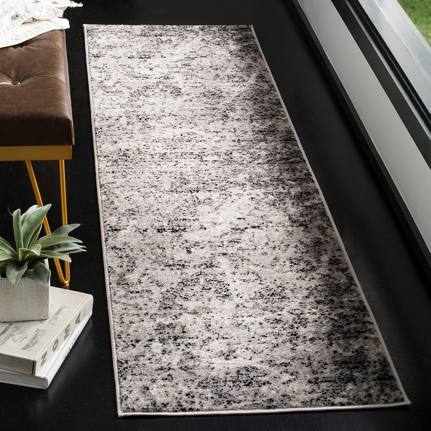 Reversible Gray Abstract Hand-Knotted Synthetic Area Rug 5'1" x 7'6"