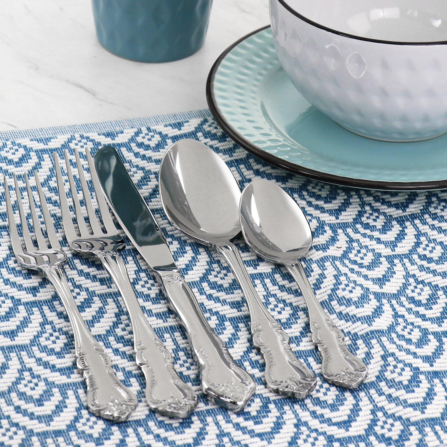 Acadia Ornate Stainless Steel 20-Piece Flatware Set