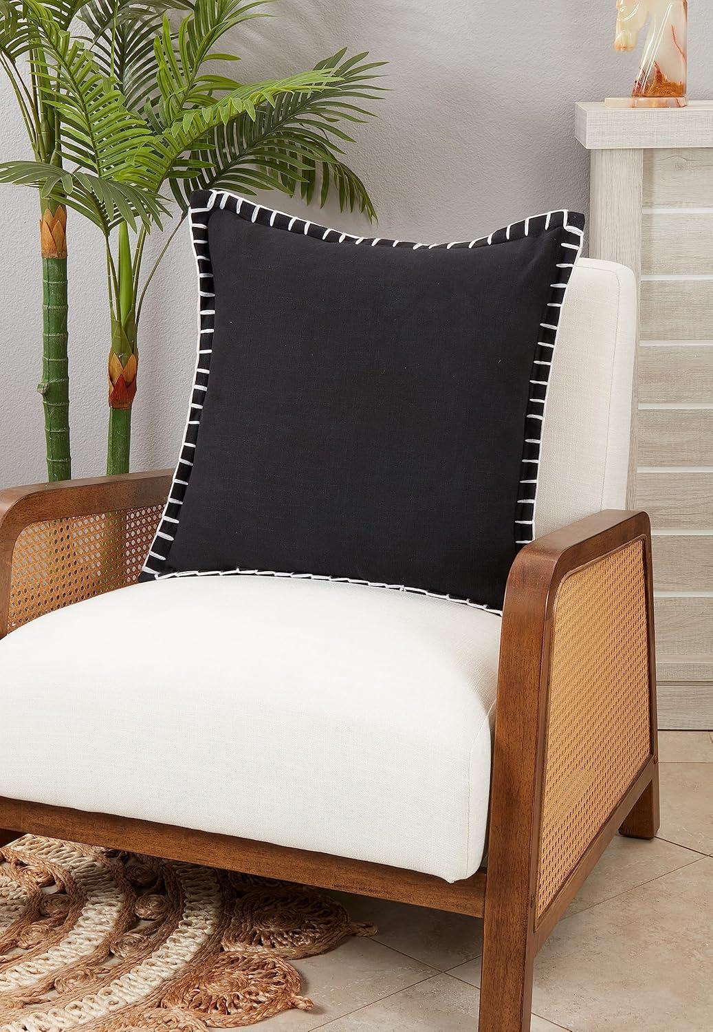 20"x20" Oversize Minimalist Chic Chunky Whip Stitch Square Throw Pillow Cover - Saro Lifestyle