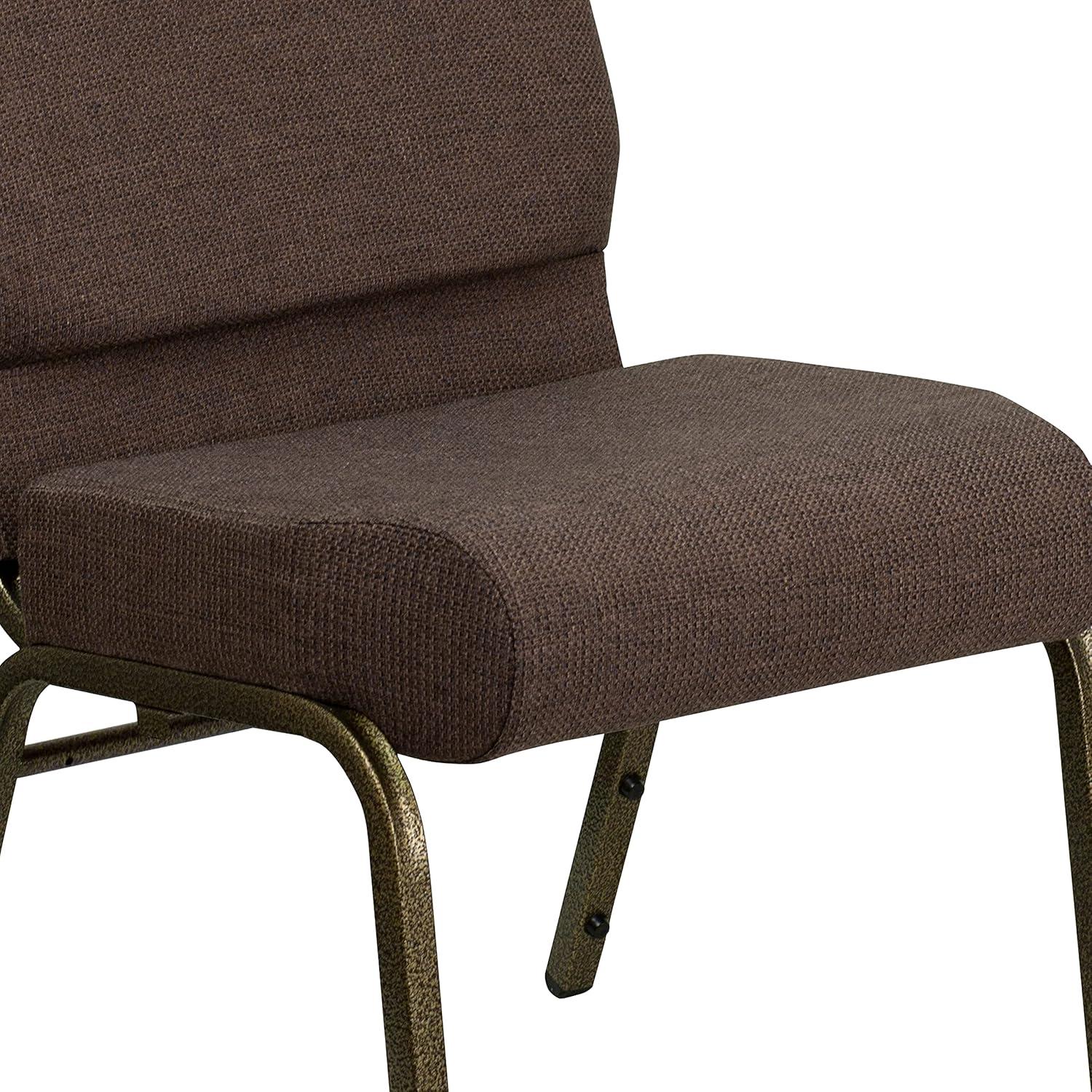 Flash Furniture Hercules Series 21"W Upholstered Adult Church Chair with Book Pouch, Brown