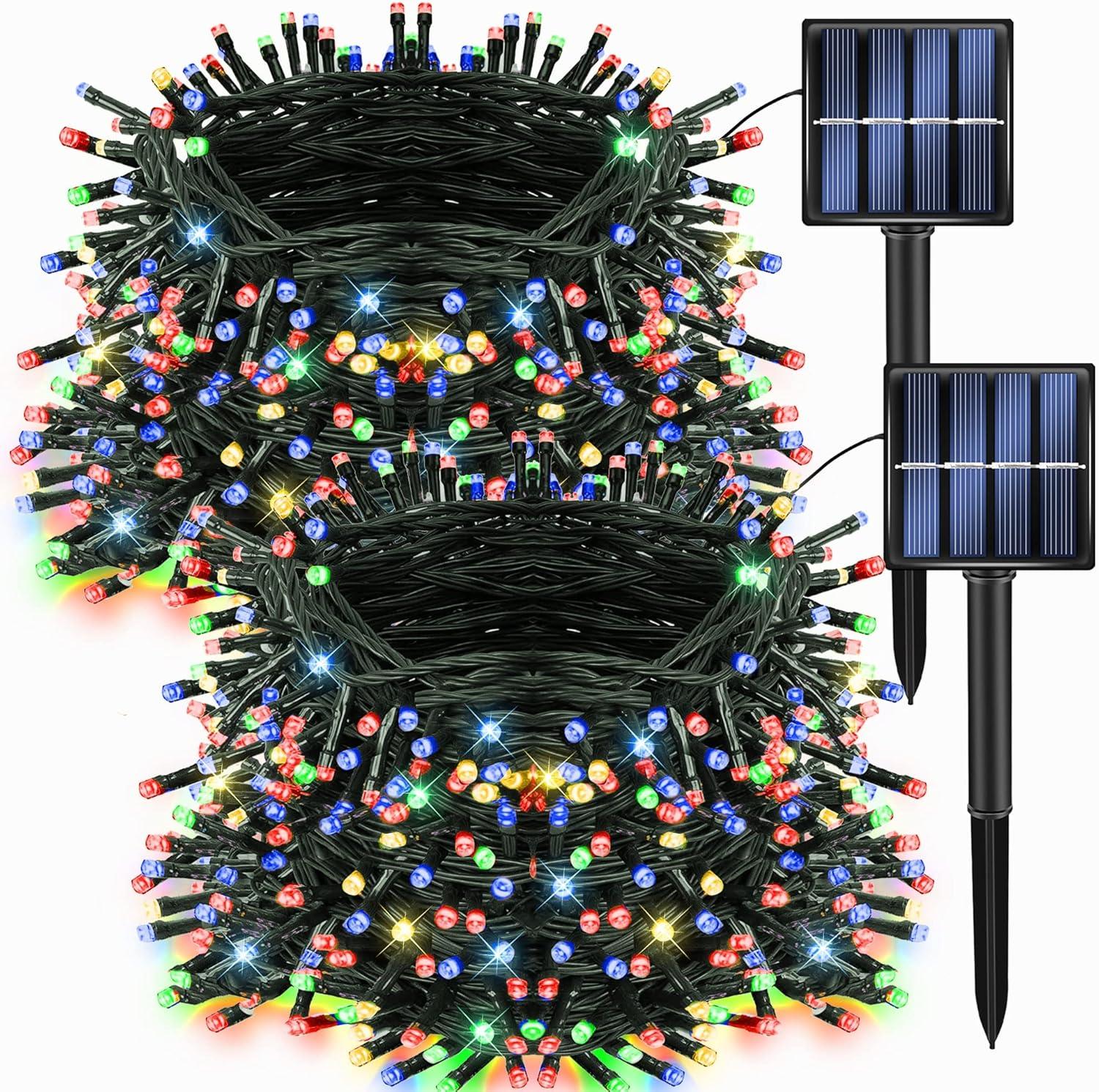 Multi-Colored Solar Powered Outdoor LED Christmas Fairy Lights, 66 FT