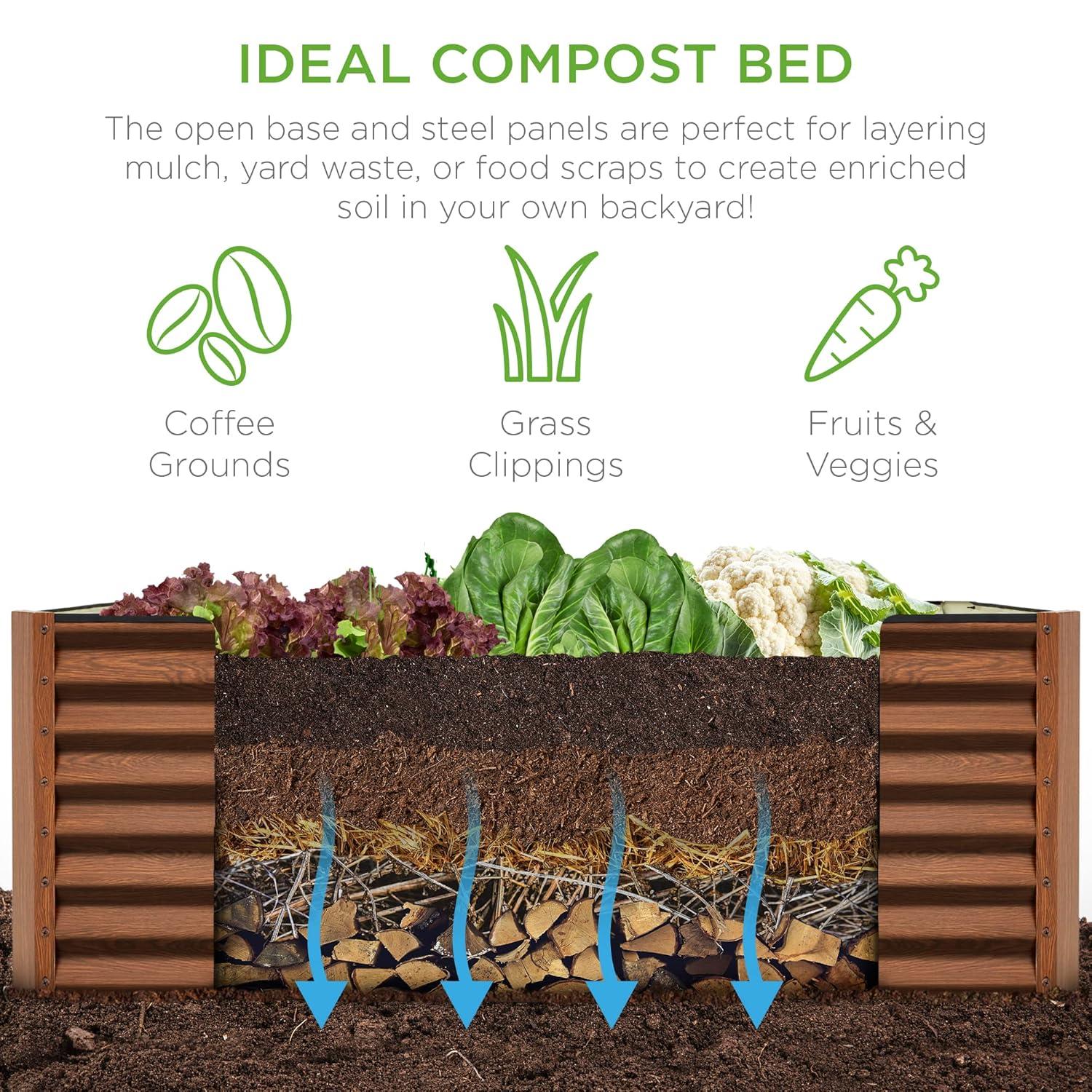 Best Choice Products 6x3x2ft Outdoor Metal Raised Garden Bed, Planter Box for Vegetables, Flowers, Herbs - Wood Grain