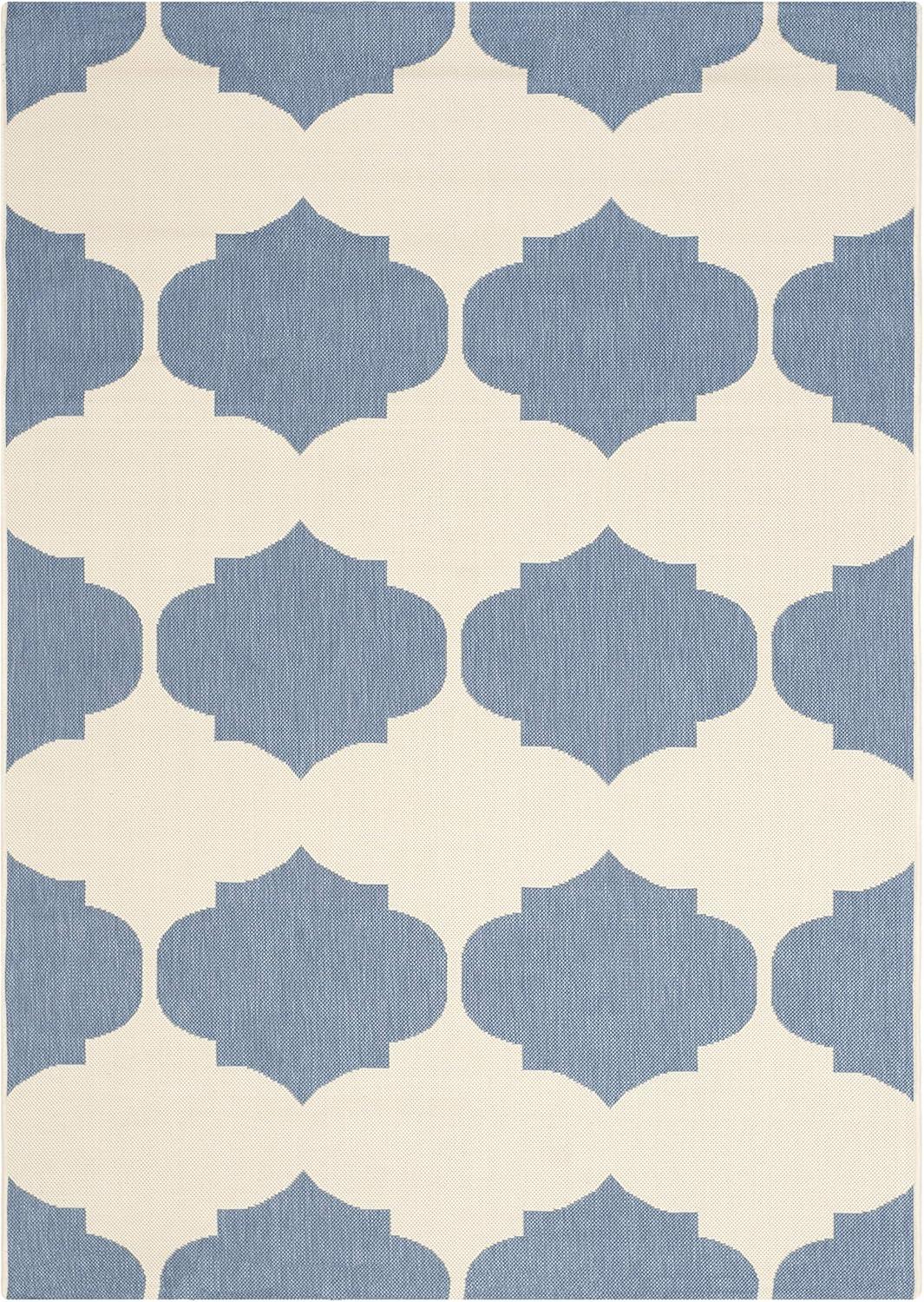 Courtyard CY6162 Power Loomed Indoor and Outdoor Area Rug - Beige/Blue - 5'3"x7'7" - Safavieh