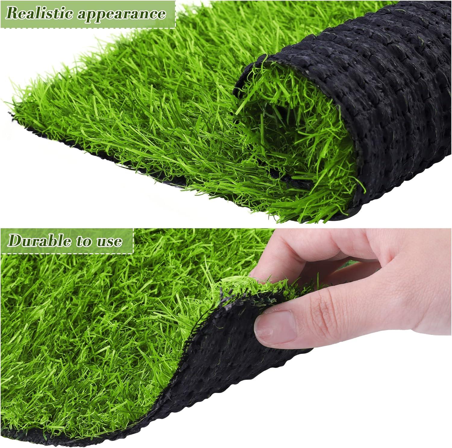 Green 12x12 Inch Artificial Grass Mat Set for Indoor Outdoor Use