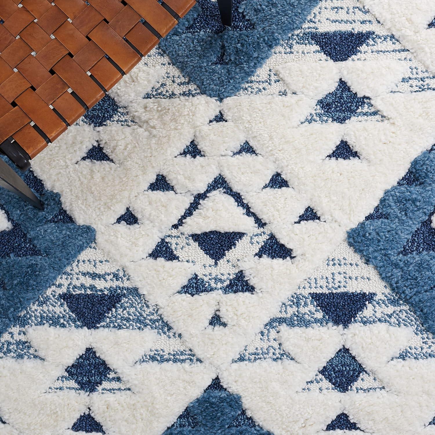 Moroccan Tassel Shag MTS688 Power Loomed Indoor Area Rug - Blue/Ivory - 8'x10' - Safavieh
