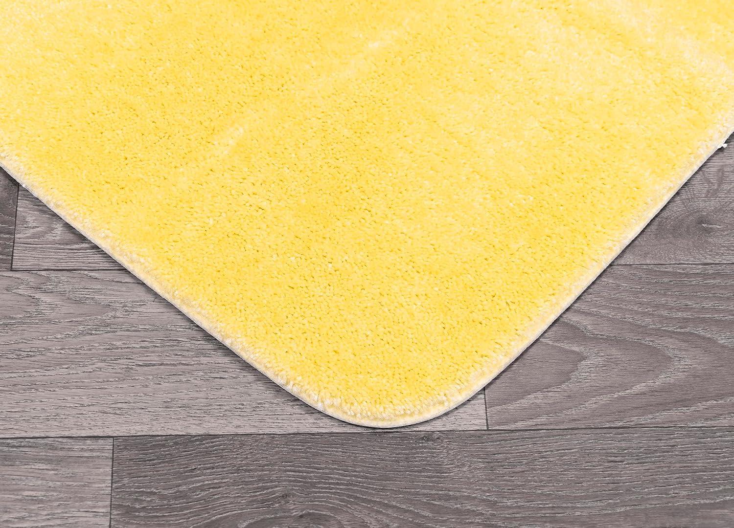 Garland Rug 24"x40" Traditional Plush Nylon Washable Bath Rug Yellow : Microfiber, Machine Washable, Non-Slip Backing