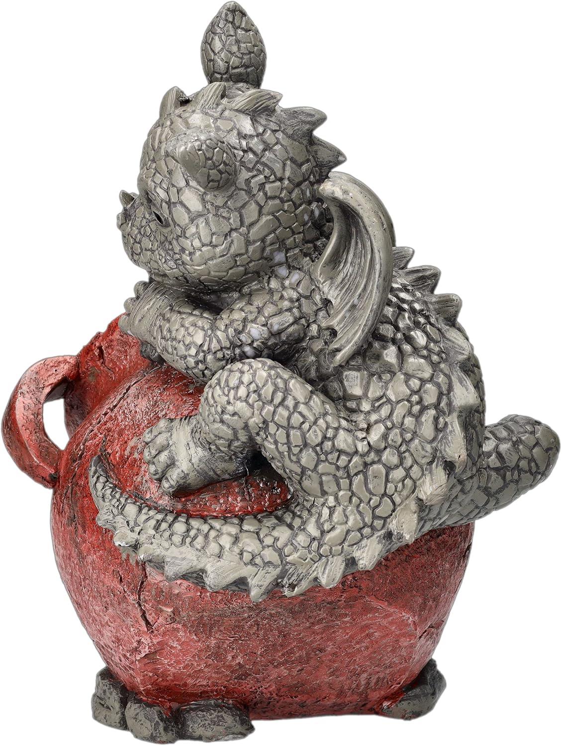 Playful Garden Dragon Planter Garden Display Decorative Accent Sculpture Stone Finish 10 Inch Tall