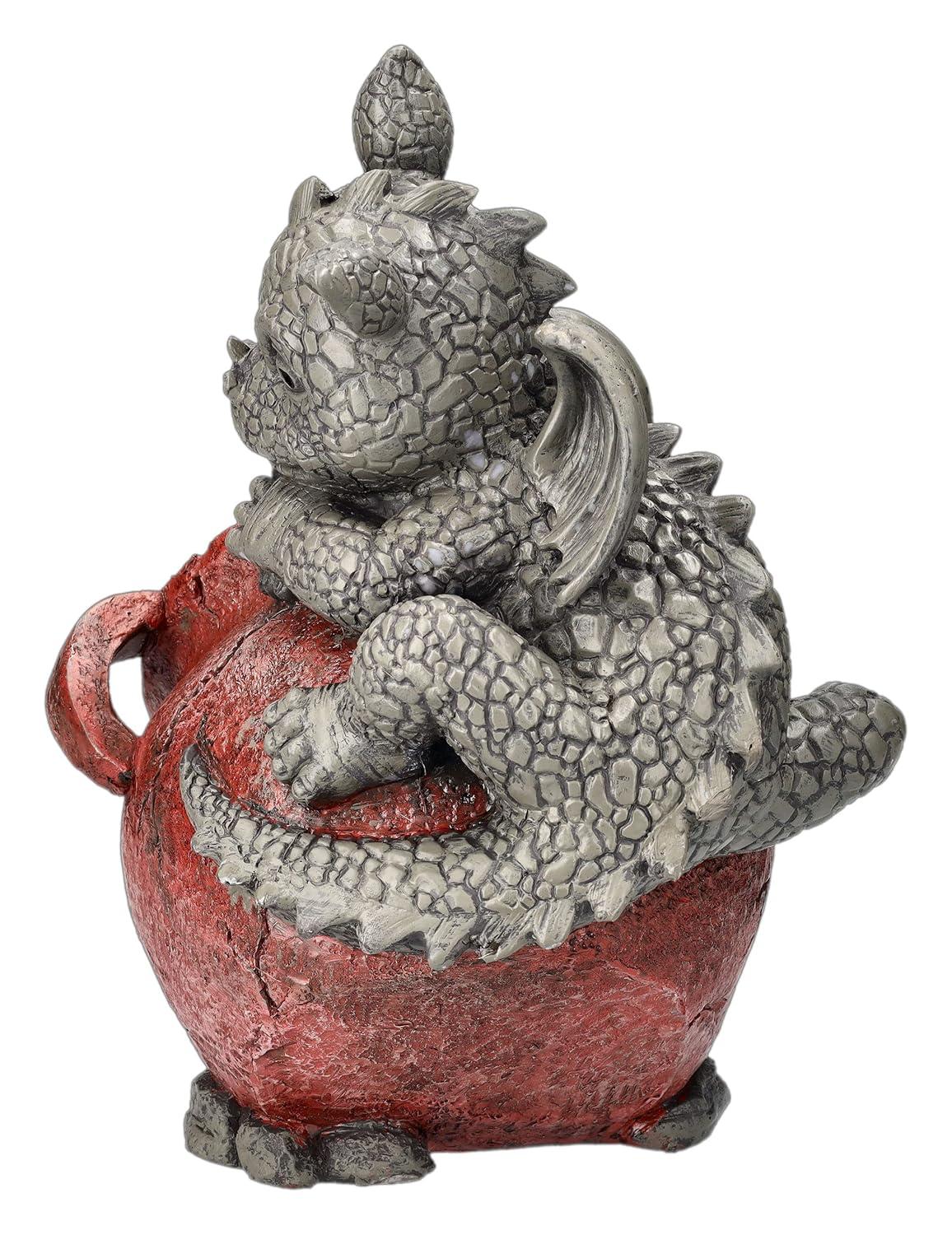 Playful Garden Dragon Planter Garden Display Decorative Accent Sculpture Stone Finish 10 Inch Tall