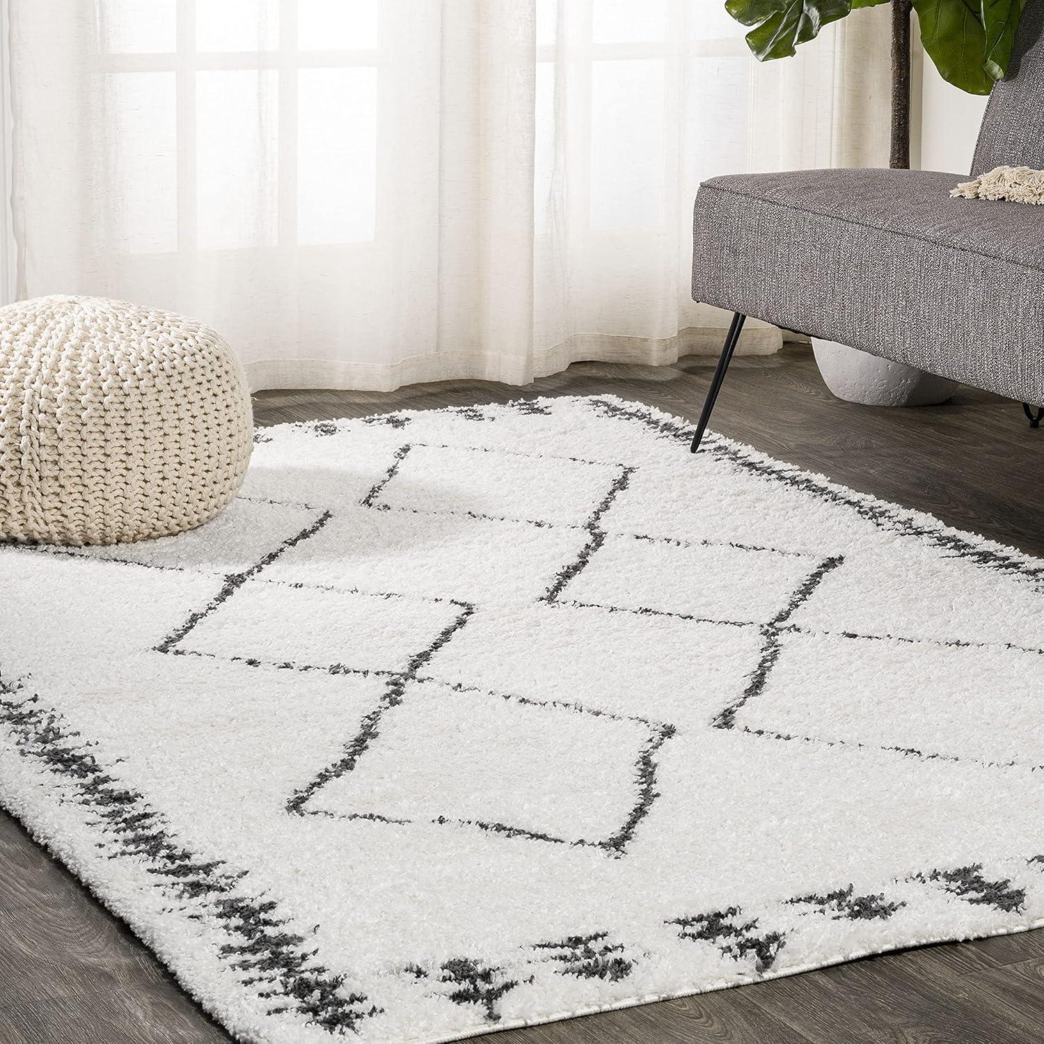 Calvia Moroccan Diamond Shag Area Rug  - JONATHAN Y