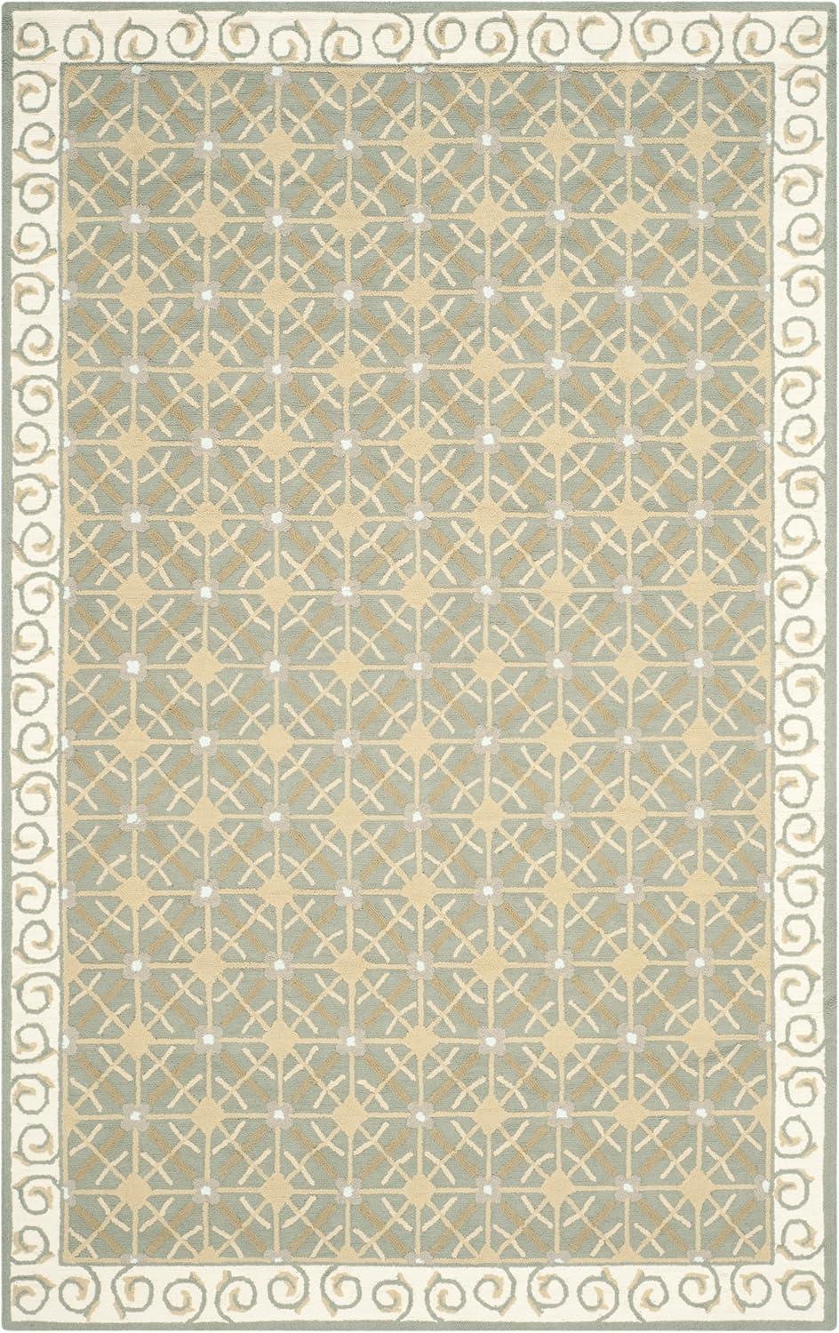 Newport NPT443 Hand Hooked Area Rug - Olive/Beige - 5'6"x8'6" - Safavieh.