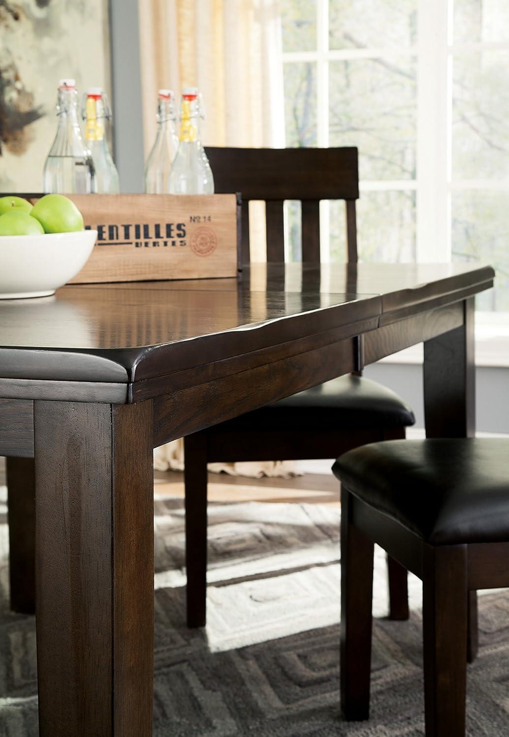 Signature Design by Ashley Haddigan Rectangular Extendable Dining Table Dark Brown: Seats 8, Wood Veneer, Butterfly Leaf