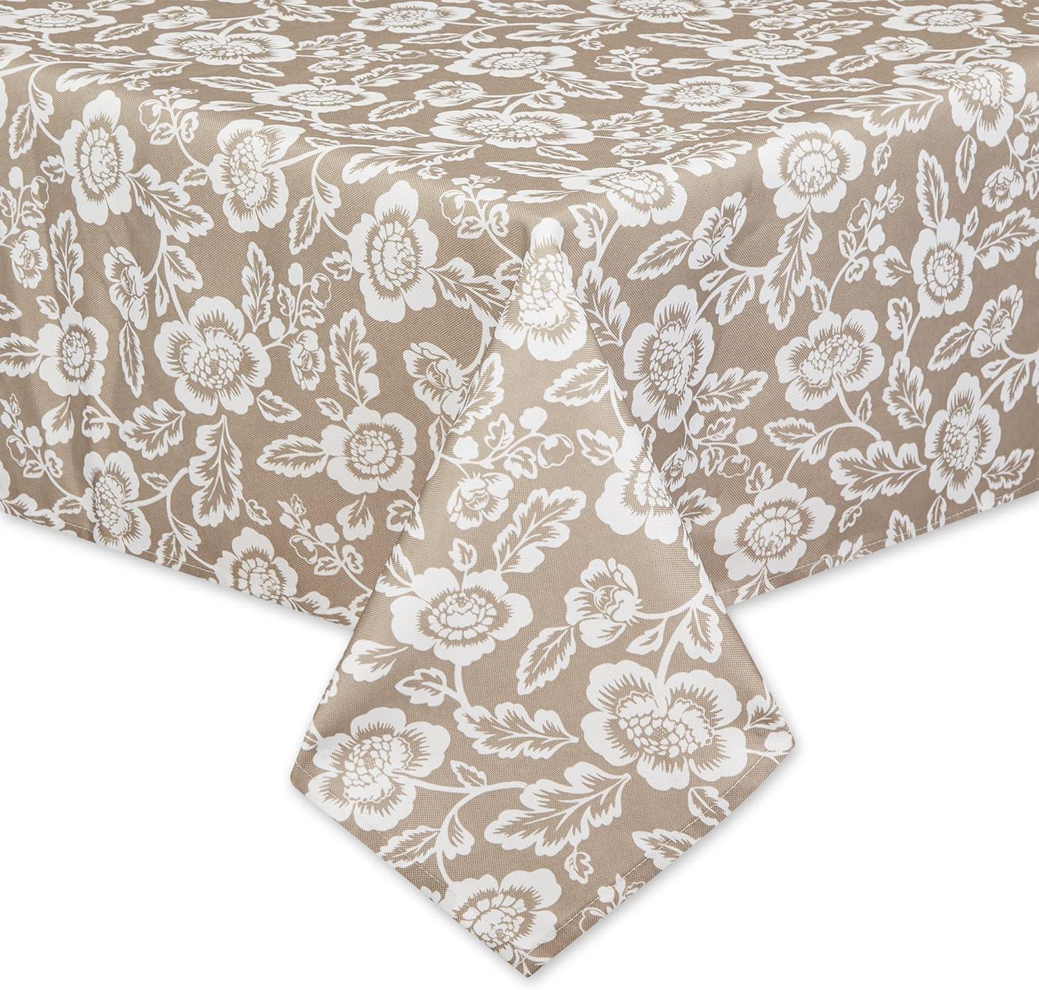 Design Imports  Stone Floral Print Outdoor Tablecloth With Zipper 60X84