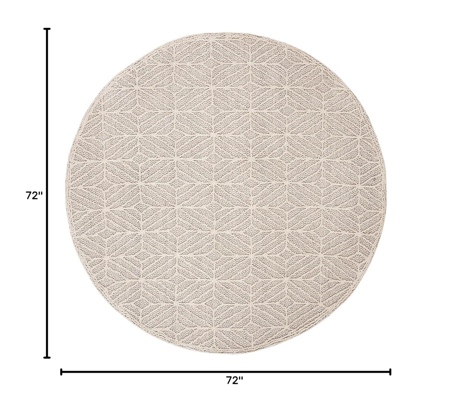 Trace TRC212 Hand Tufted Area Rug - Ivory/Black - 6' Round - Safavieh.